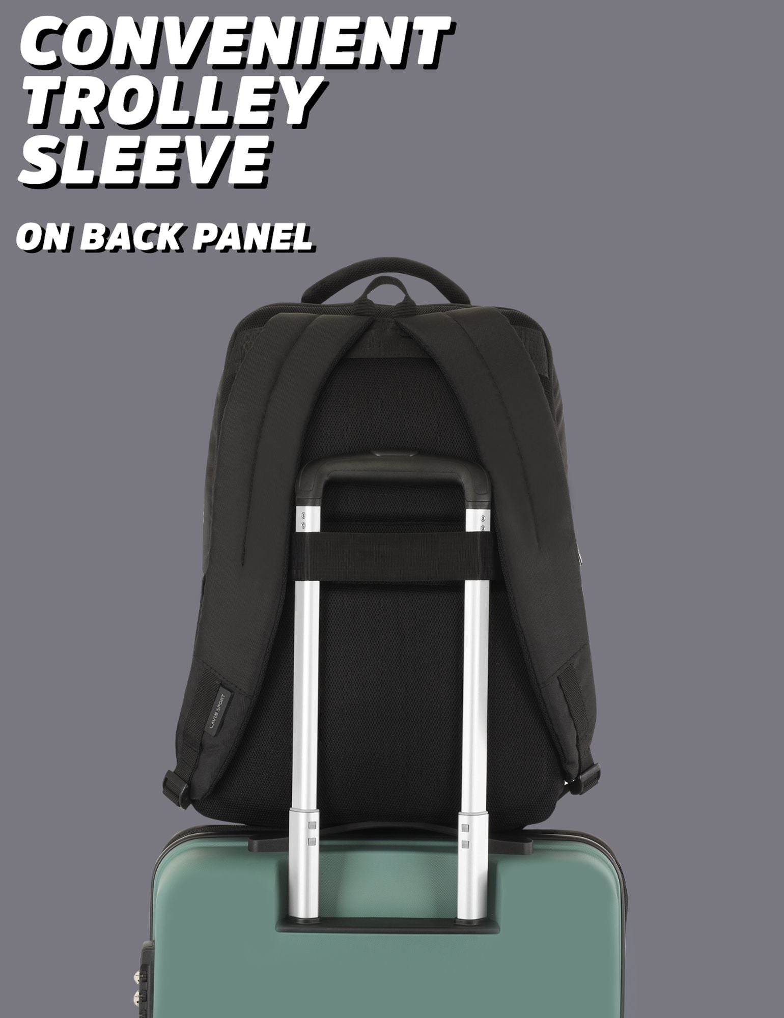 Lavie Sport Pioneer 24L Laptop Backpack with Trolley Sleeve For Men & Women Black