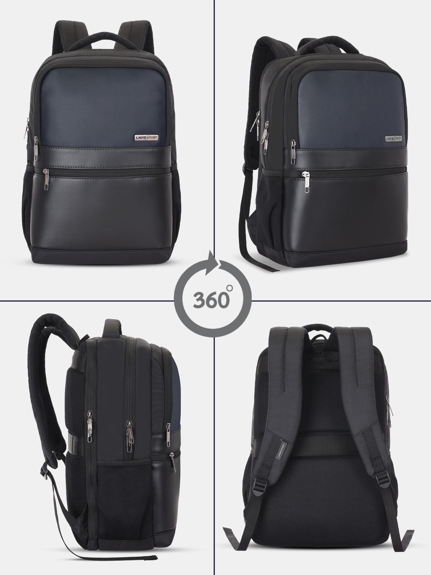 Lavie Sport Pioneer 24L Laptop Backpack with Trolley Sleeve For Men & Women Black/Navy