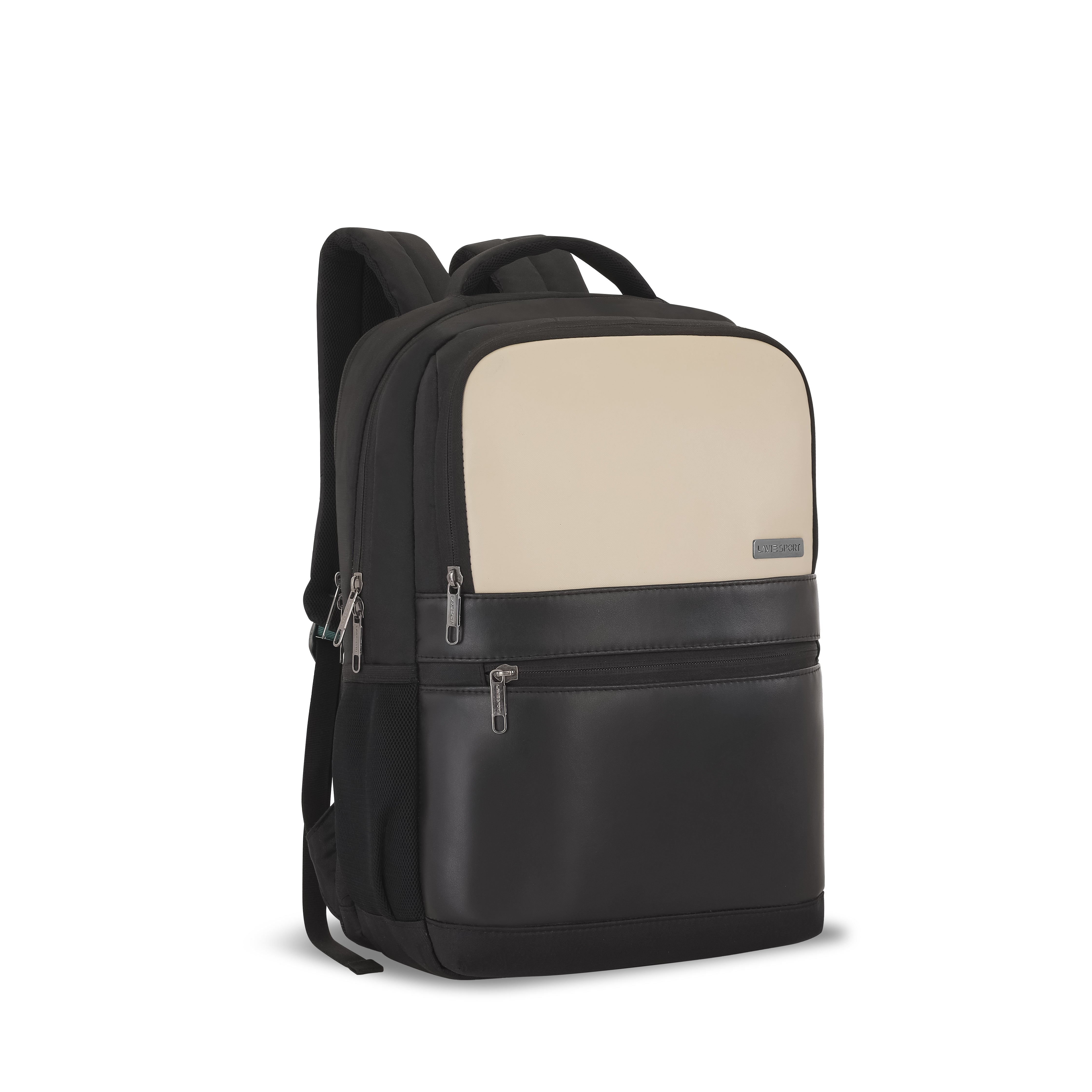 Lavie Sport Pioneer 24L Laptop Backpack with Trolley Sleeve For Men & Women (Black/Off white)