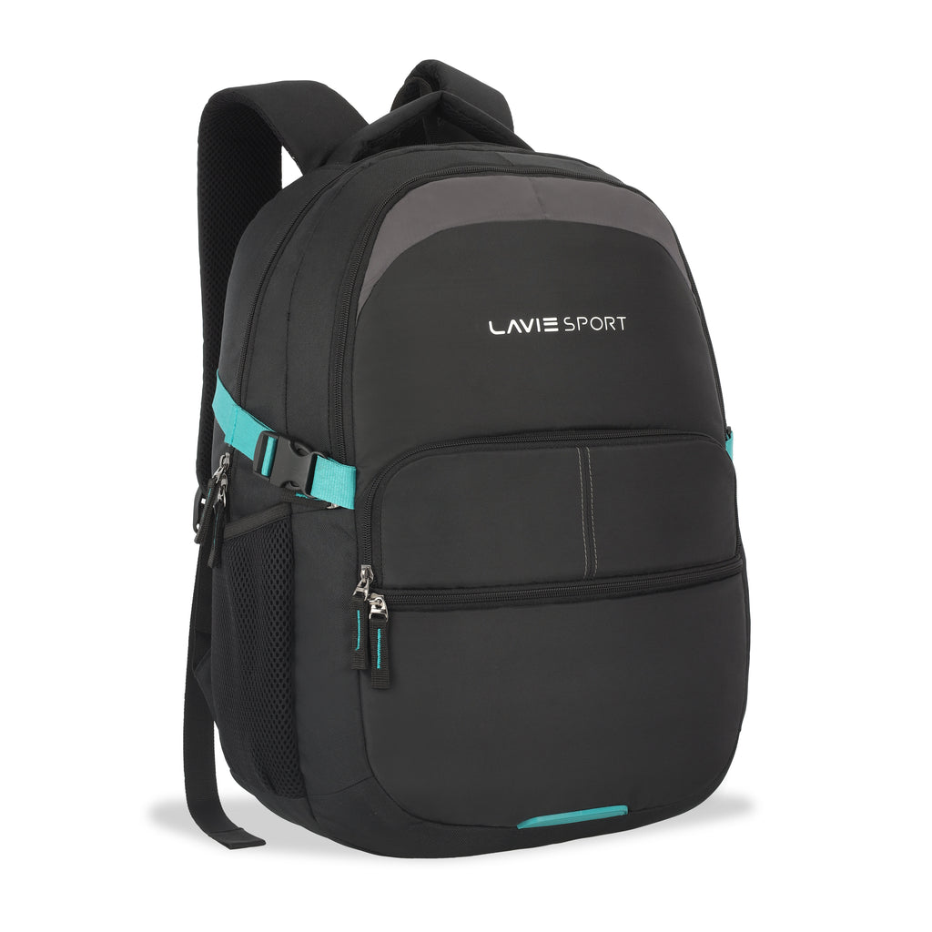 Lavie Sport Aspire 32L Laptop Backpack with Rain cover For Men & Women | Boys & Girls Black