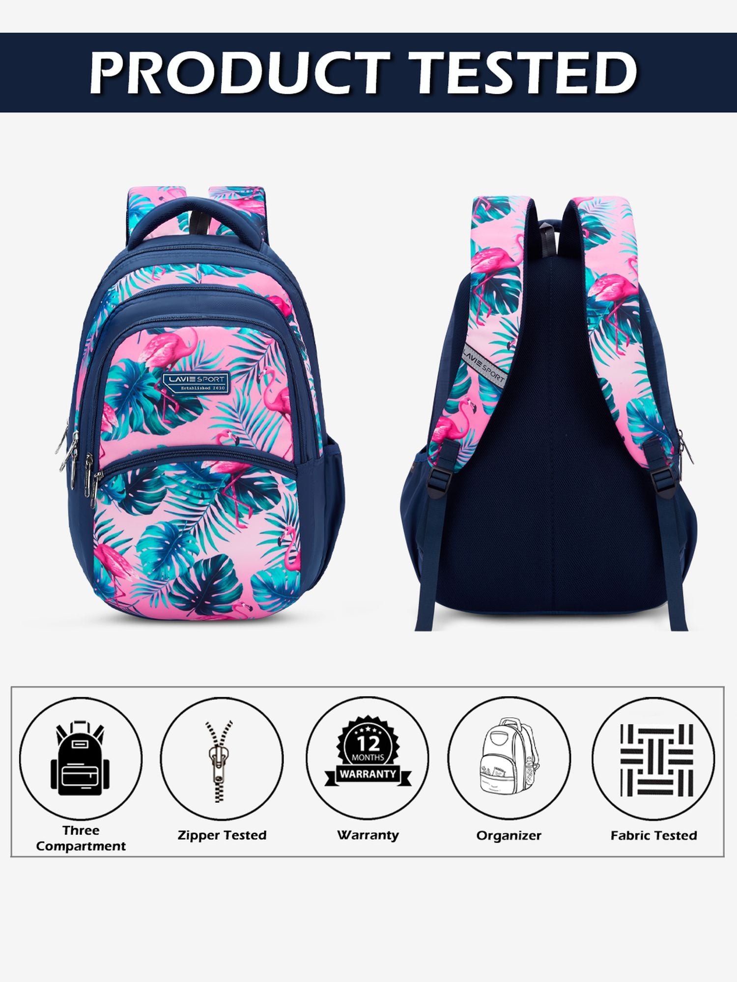 Flamingos Backpack Navy