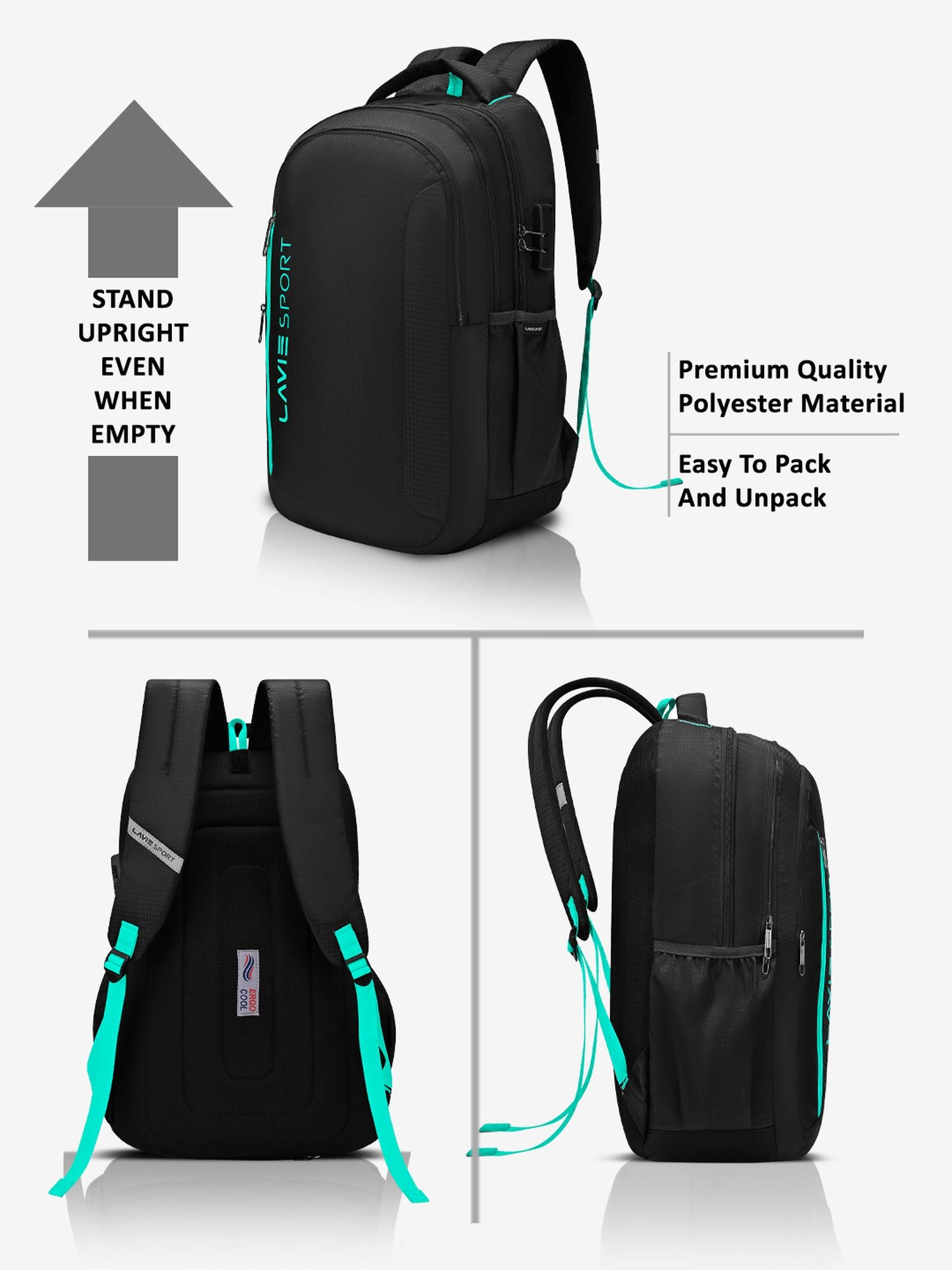 Lavie Maverick Laptop Backpack Black