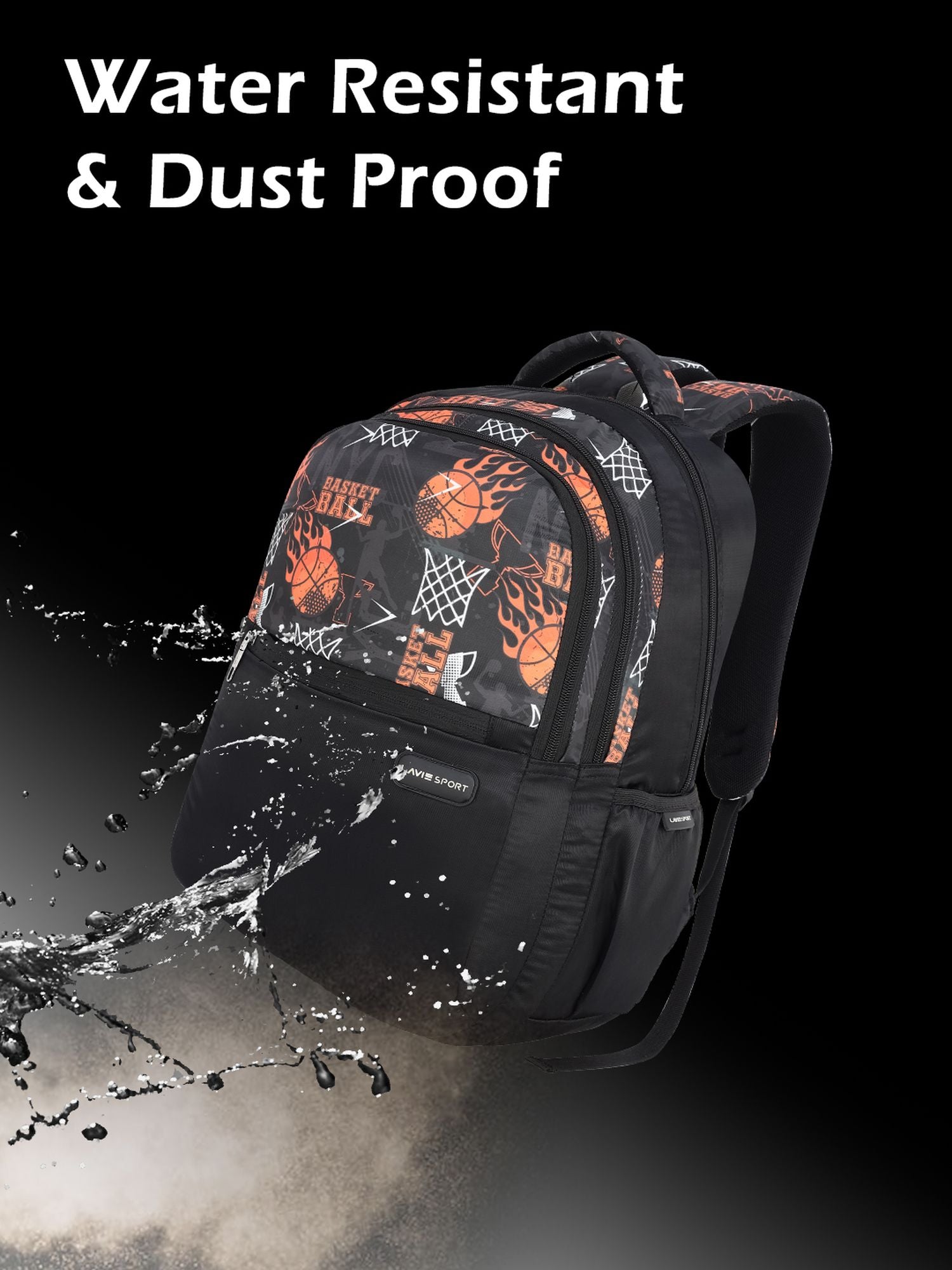 Basketball Backpack Laptop Compatible Raincover Black