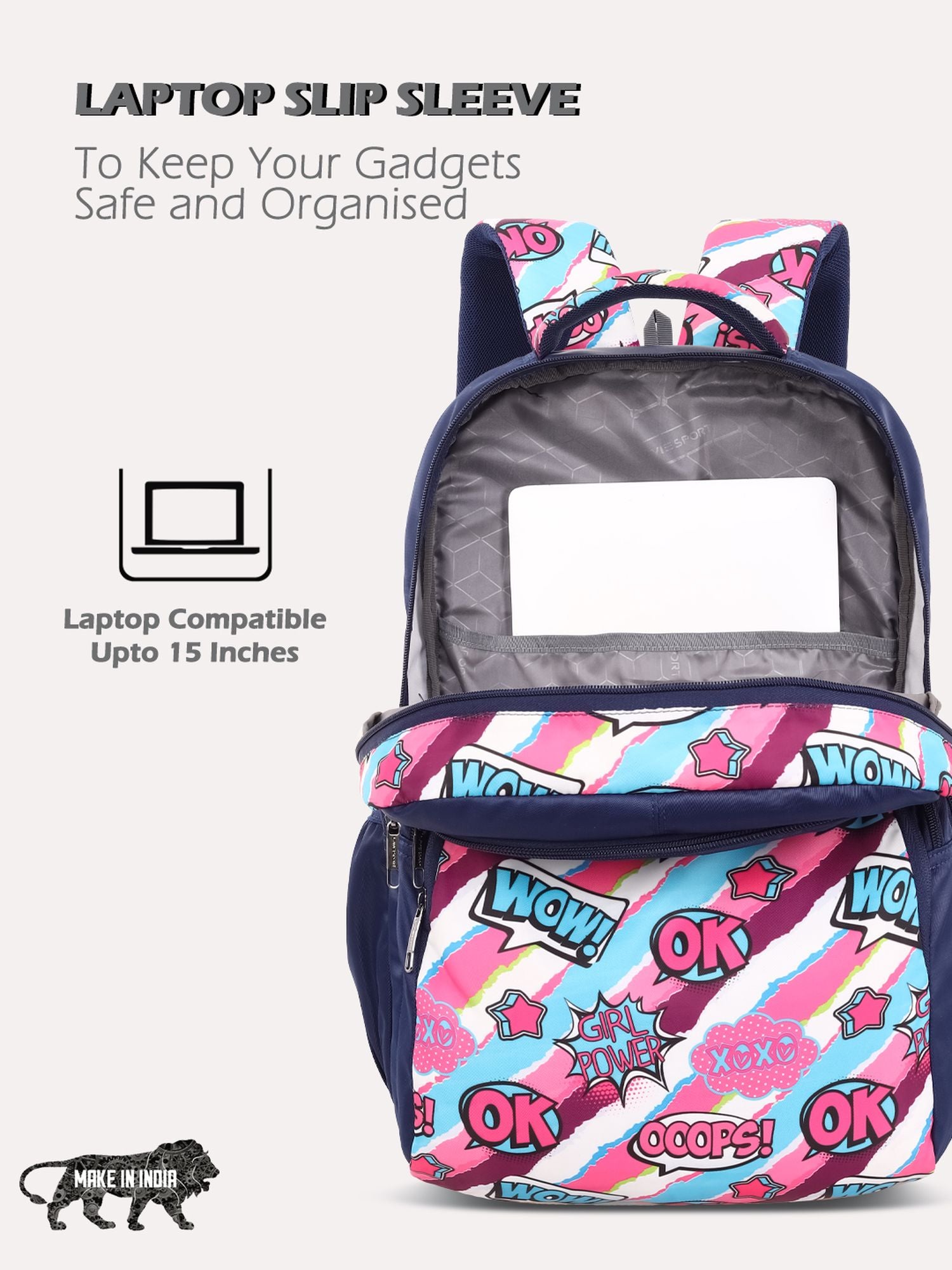 Vibeart Backpack Laptop Compatible Raincover Navy