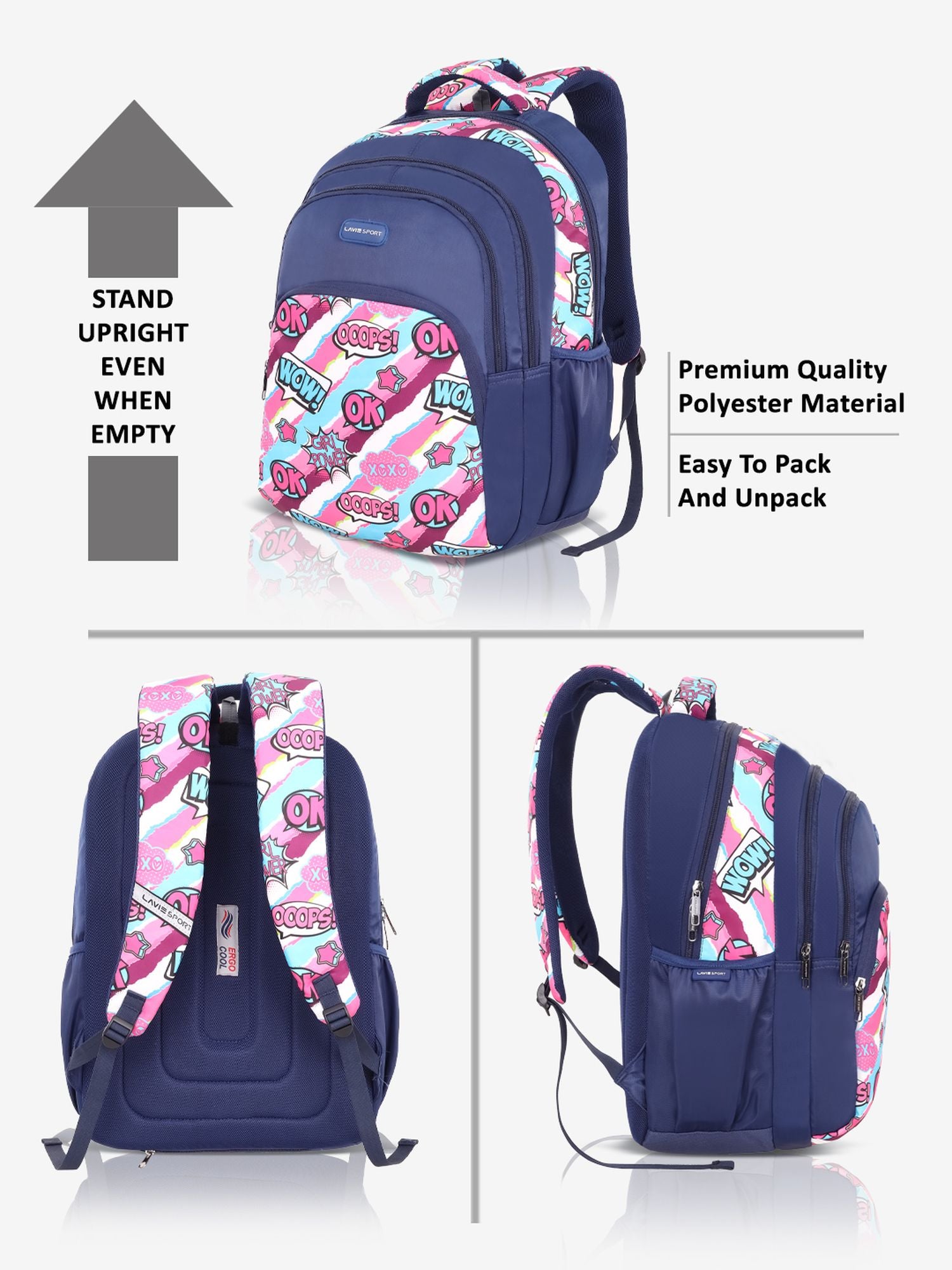 Vibeart Backpack Laptop Compatible Raincover Navy