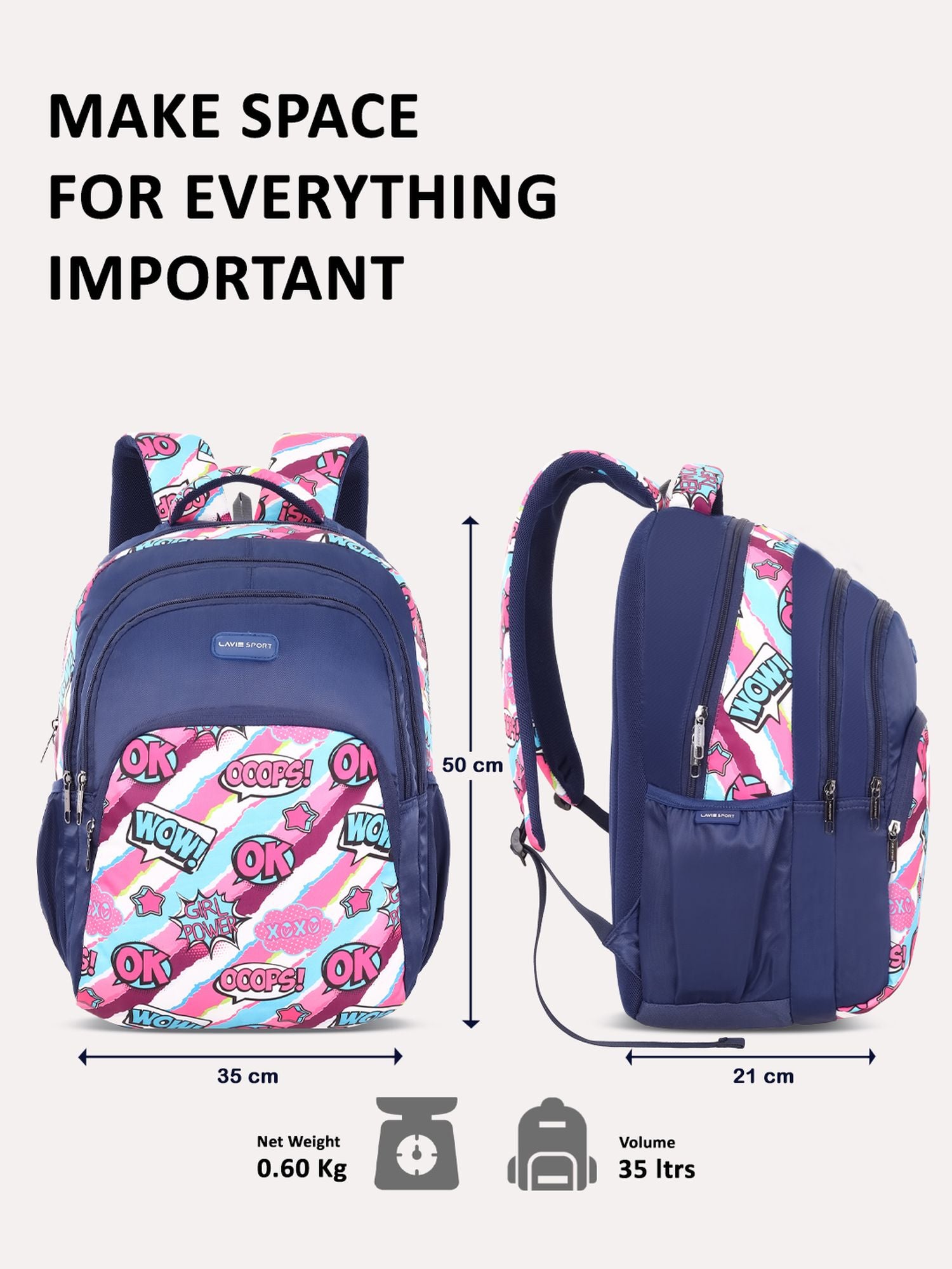 Vibeart Backpack Laptop Compatible Raincover Navy