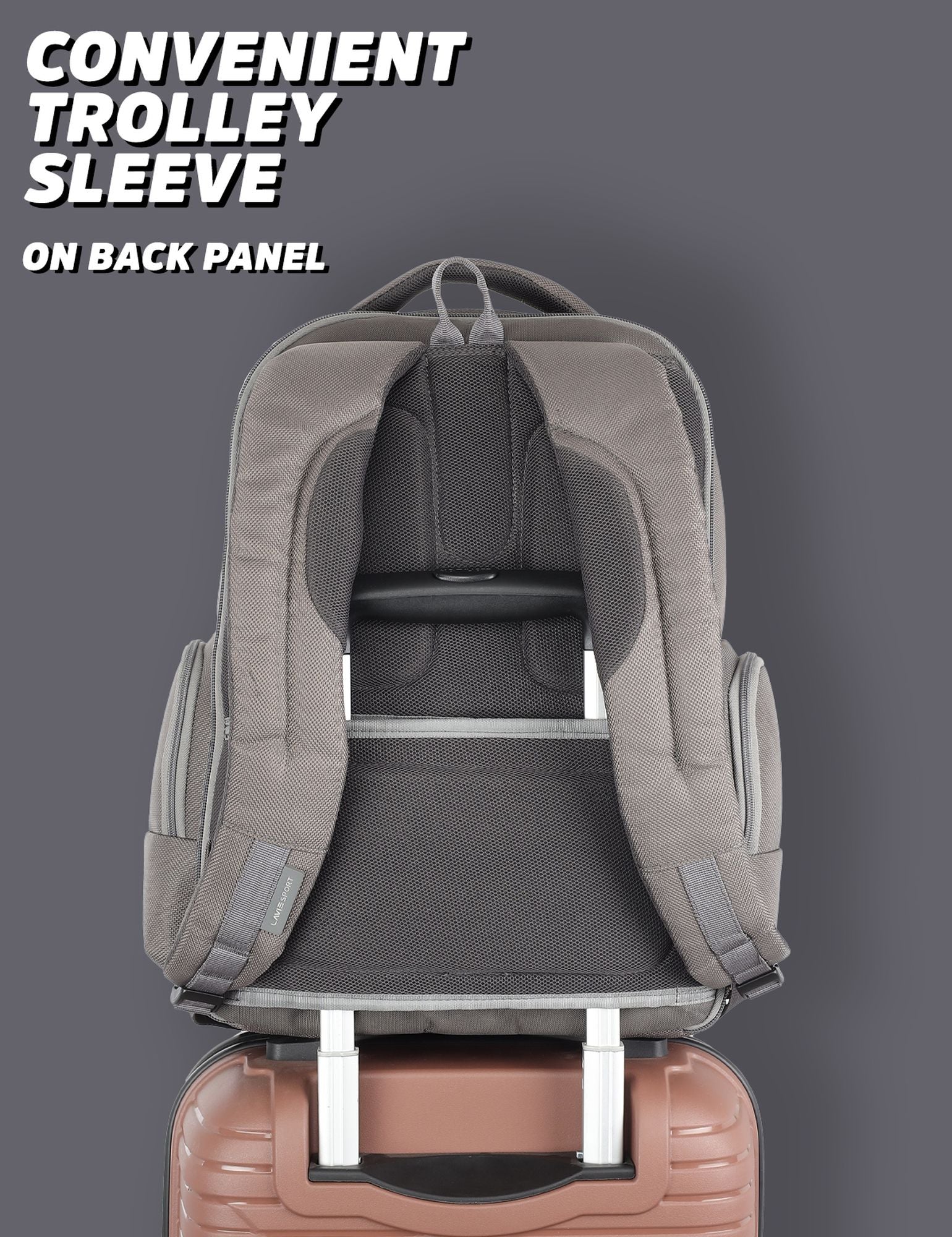 Business Elite Professional Laptop Backpack Trolley Sleeve Grey/Pink
