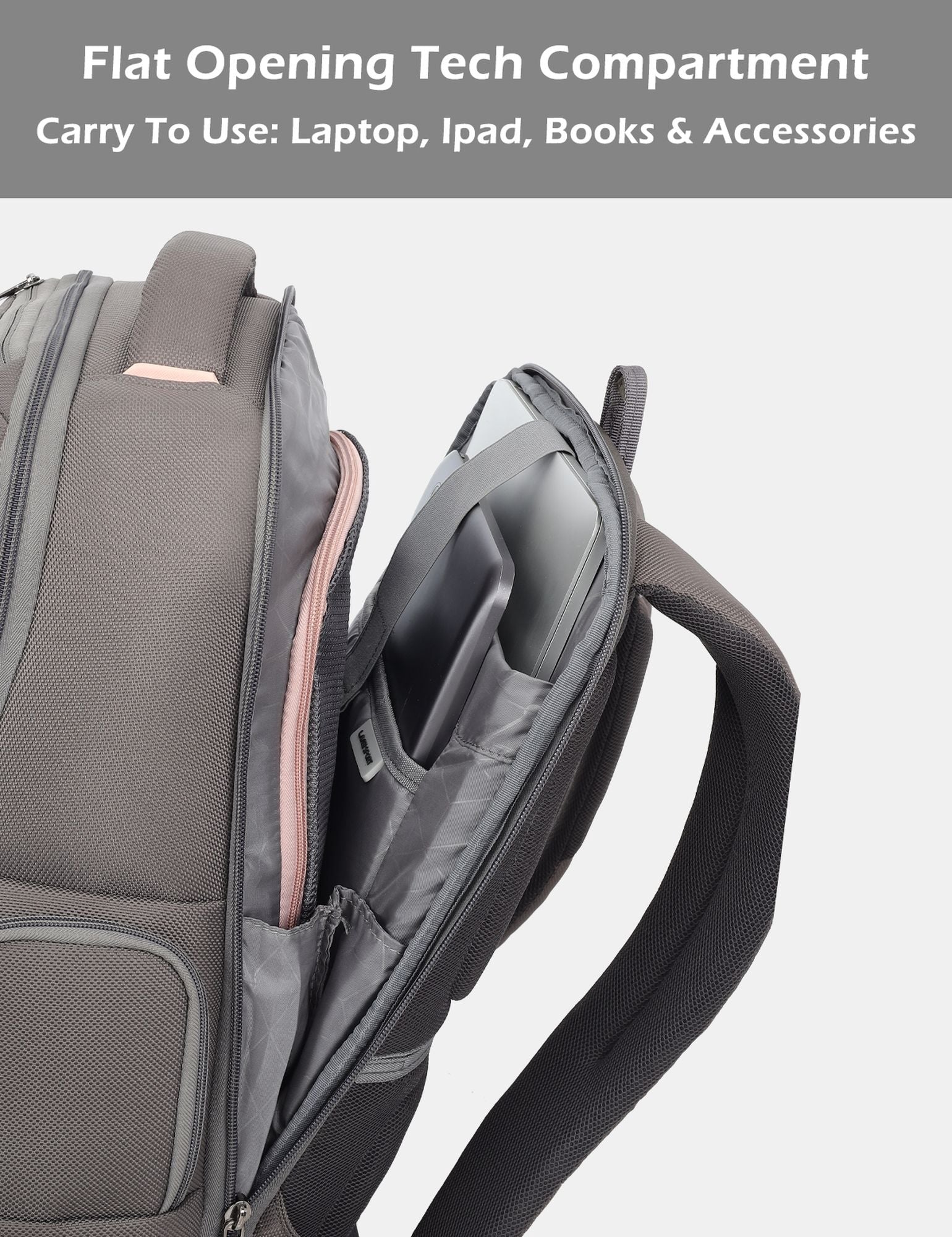Business Elite Professional Laptop Backpack Trolley Sleeve Grey/Pink