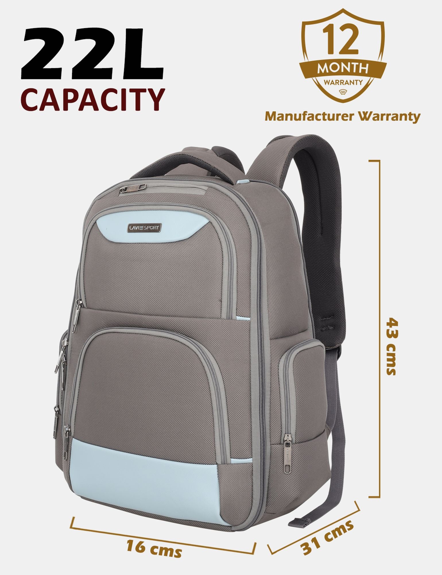 Business Elite Professional Laptop Backpack Trolley Sleeve Grey/P.Blue