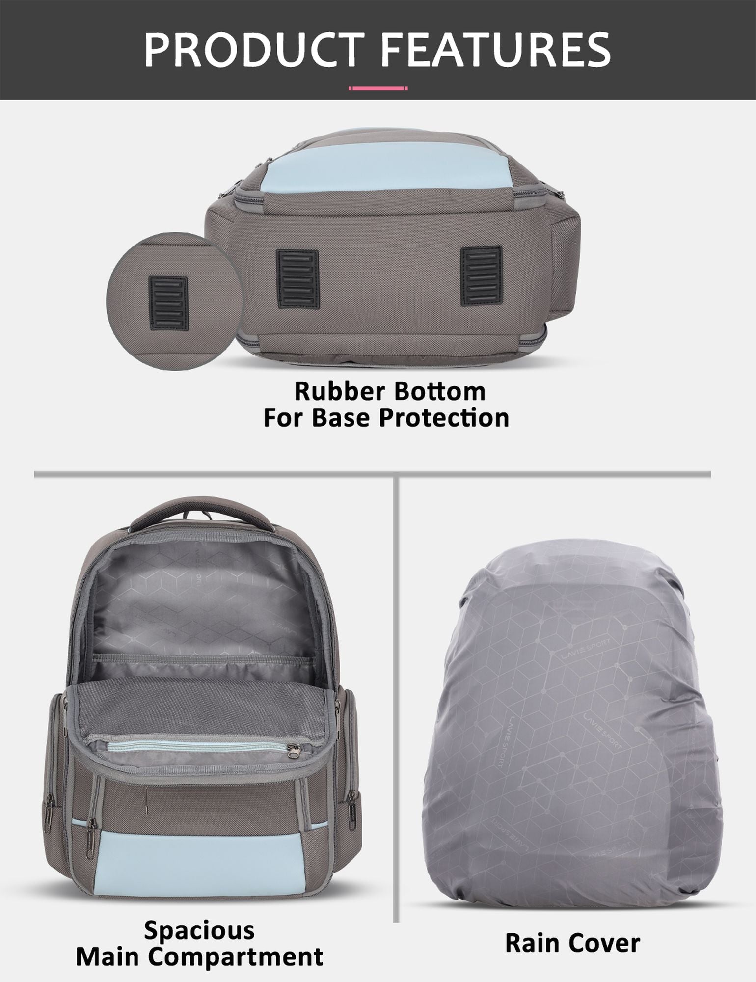 Business Elite Professional Laptop Backpack Trolley Sleeve Grey/P.Blue