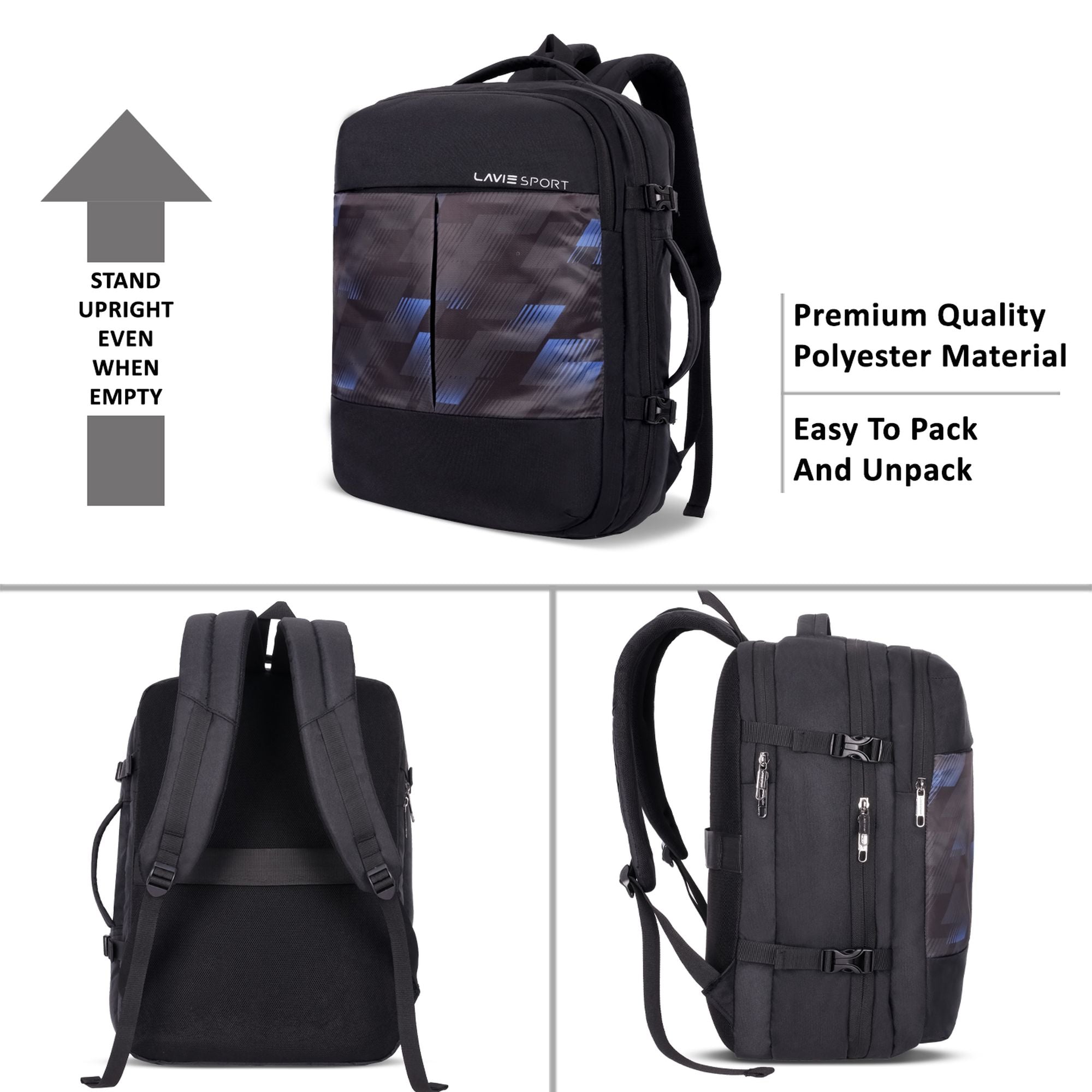 Quest Backpack Multifunctional Laptop Bag Black/Blue