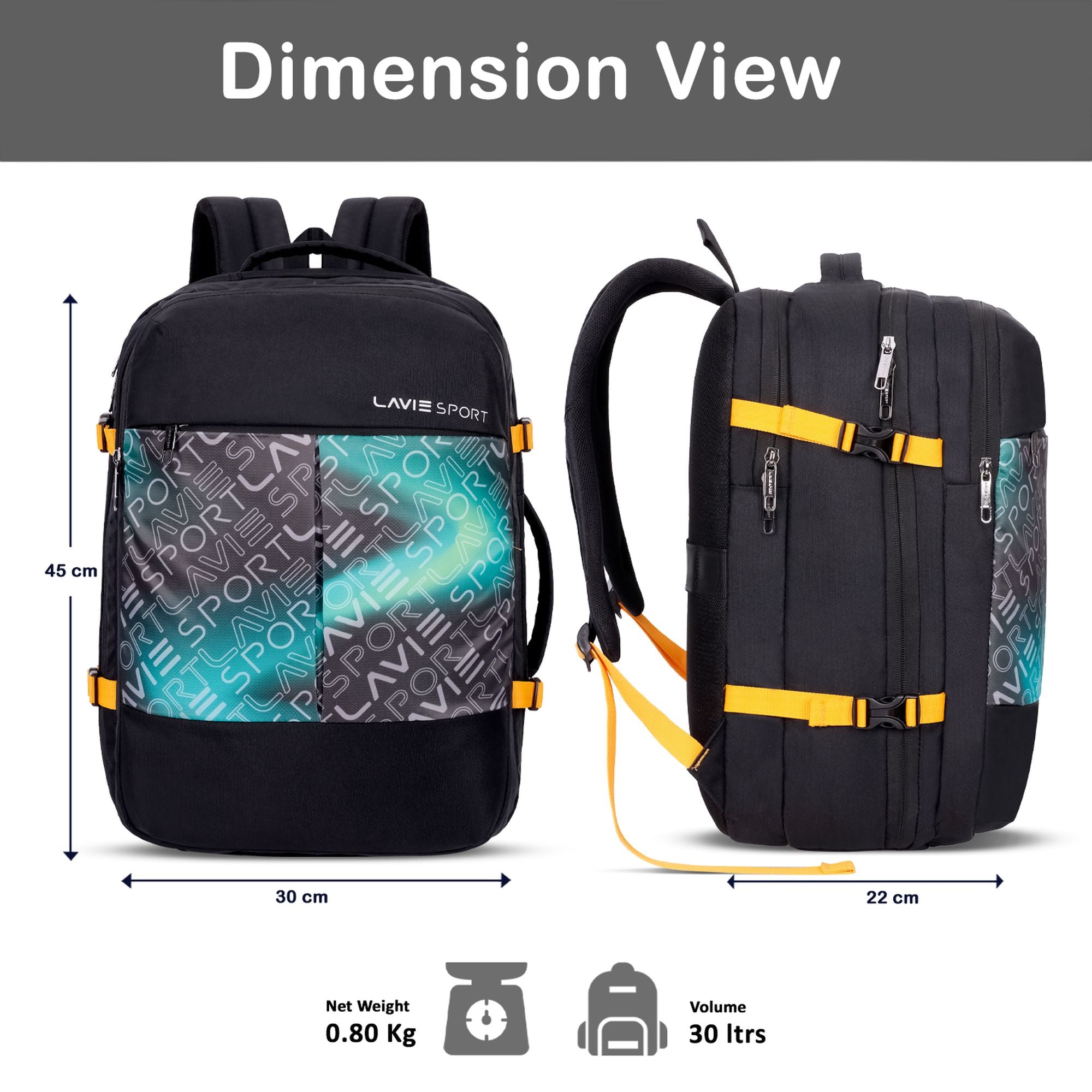Quest Backpack Multifunctional Laptop Bag Black/Teal