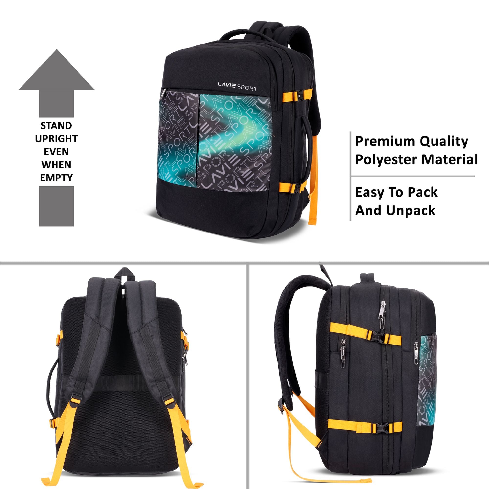 Quest Backpack Multifunctional Laptop Bag Black/Teal