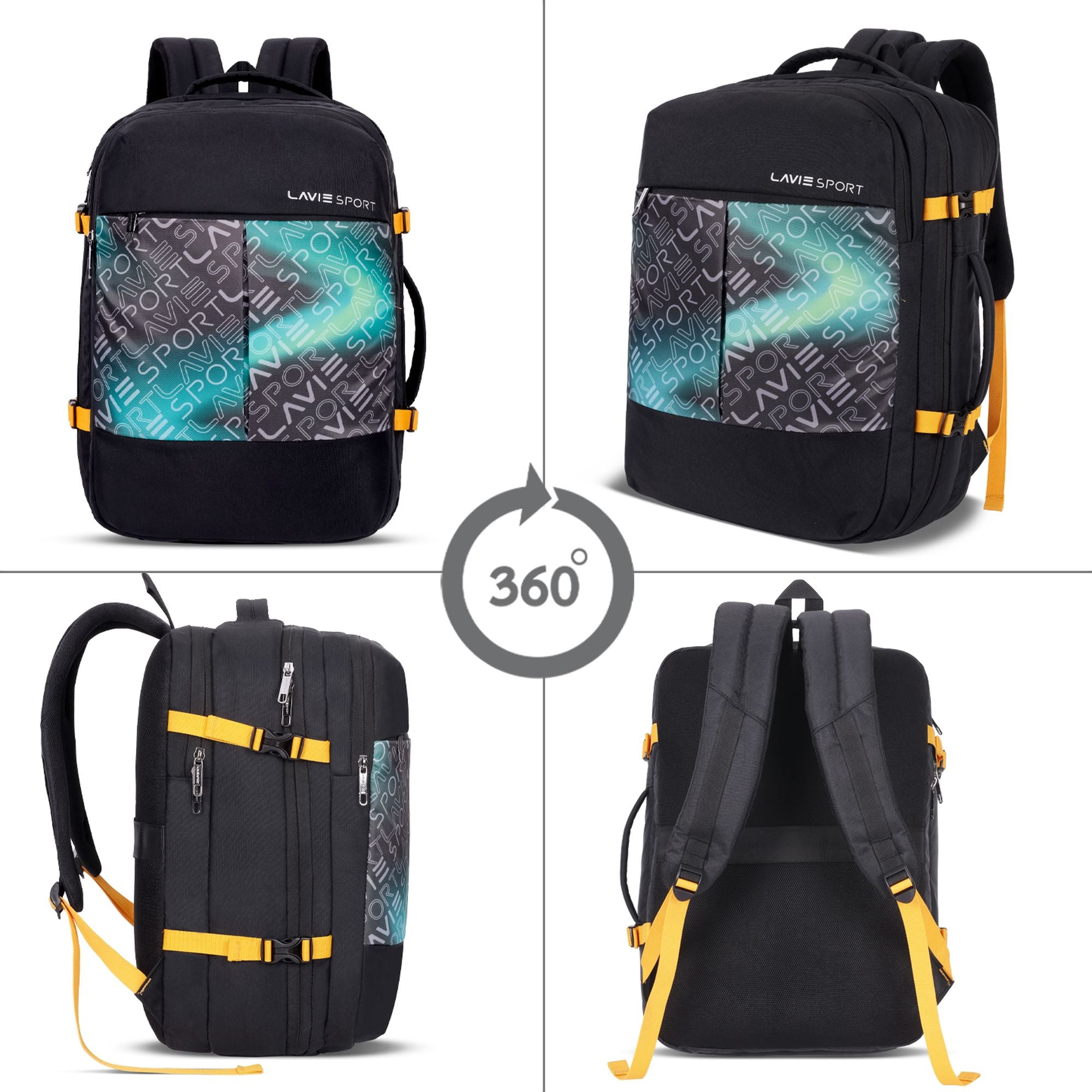 Quest Backpack Multifunctional Laptop Bag Black/Teal
