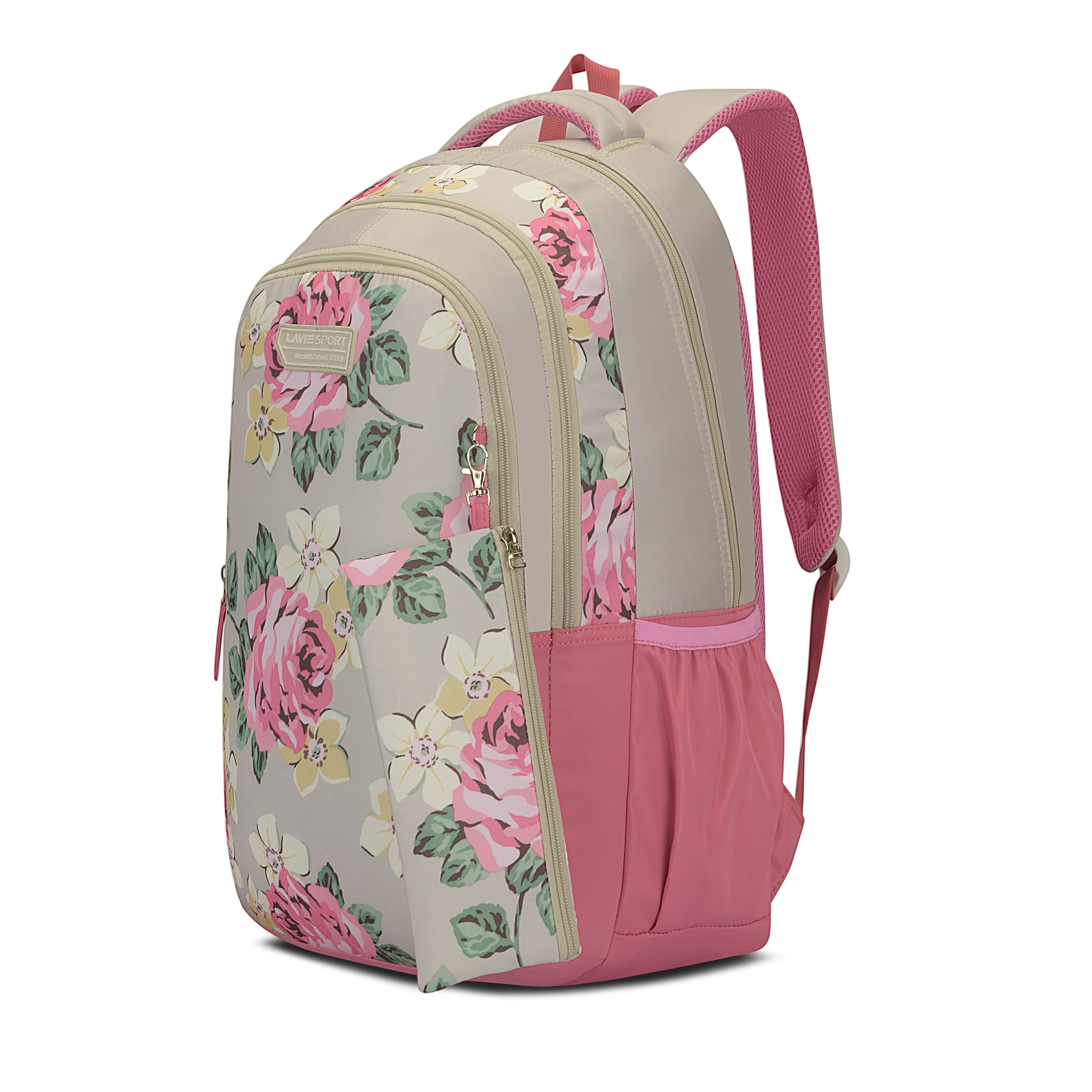 Lavie Sport 36L Buttercup Backpack | 19 inches | Laptop Compatiable | Pencil Pouch |(Beige)