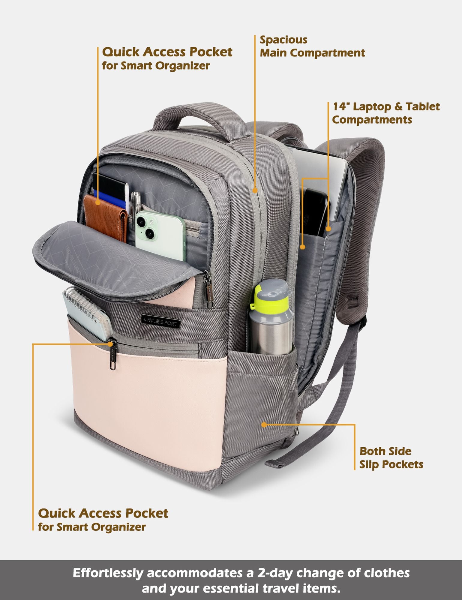 Armour Laptop Backpack Trolley Sleeve Grey/Pink