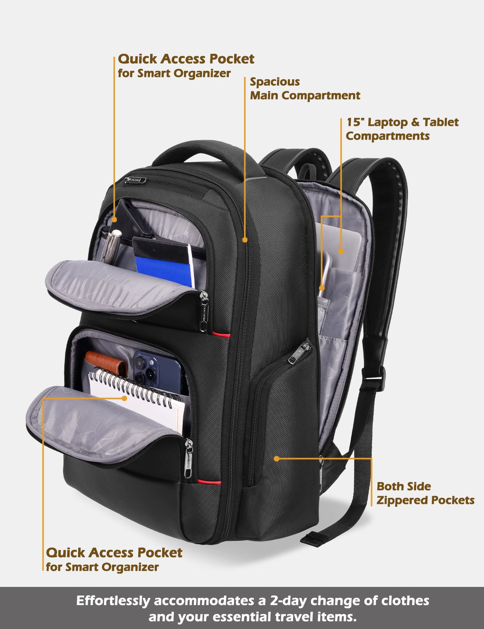 Business Elite Multifunctional Laptop Backpack Trolley Sleeve Black