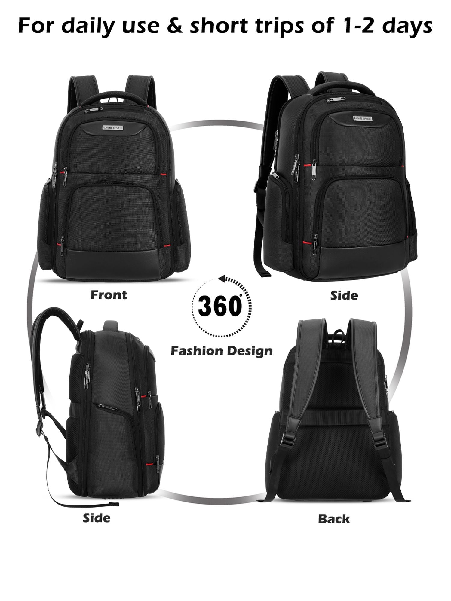 Business Elite Multifunctional Laptop Backpack Trolley Sleeve Black