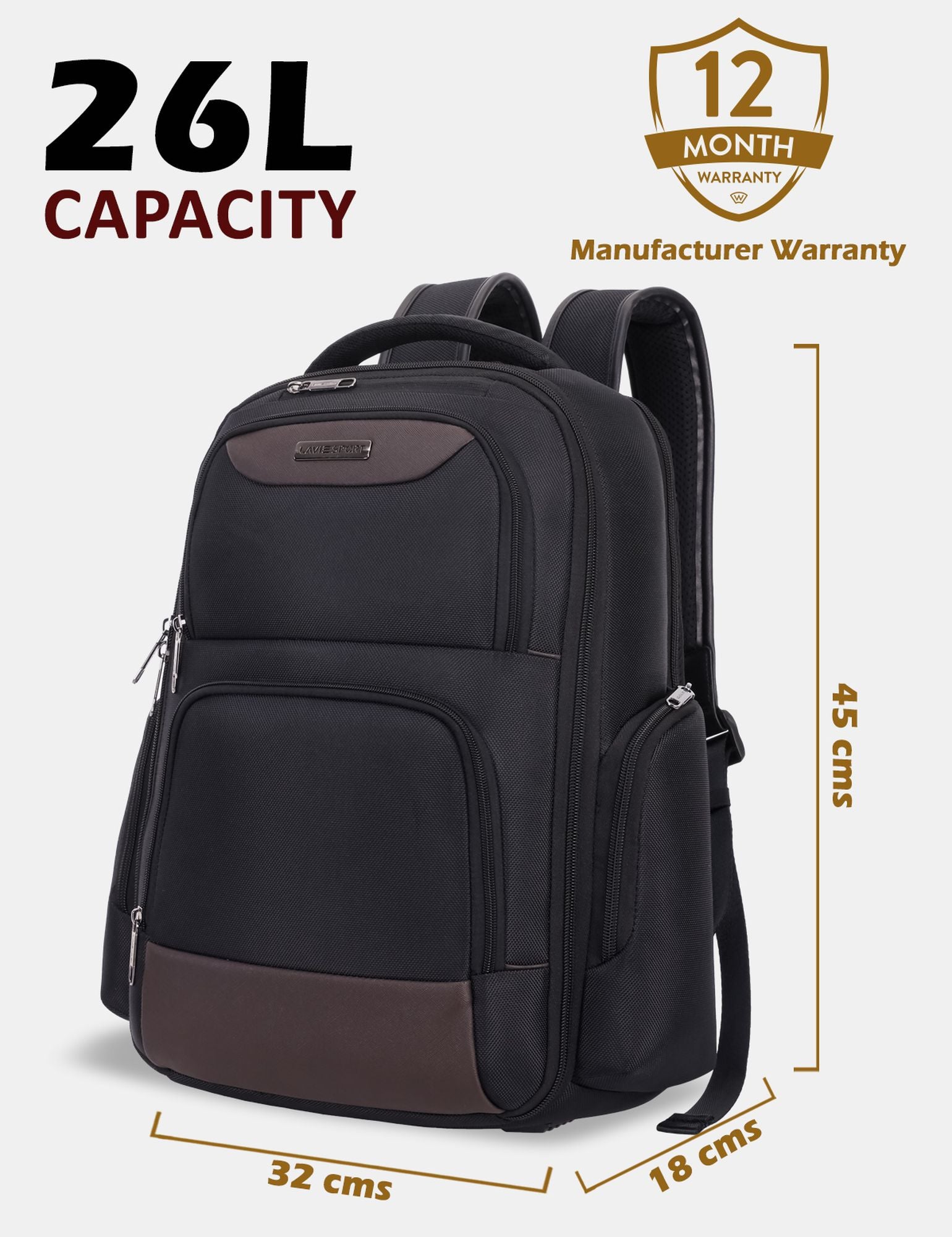 Business Elite Multifunctional Laptop Backpack Trolley Sleeve Black/Choco