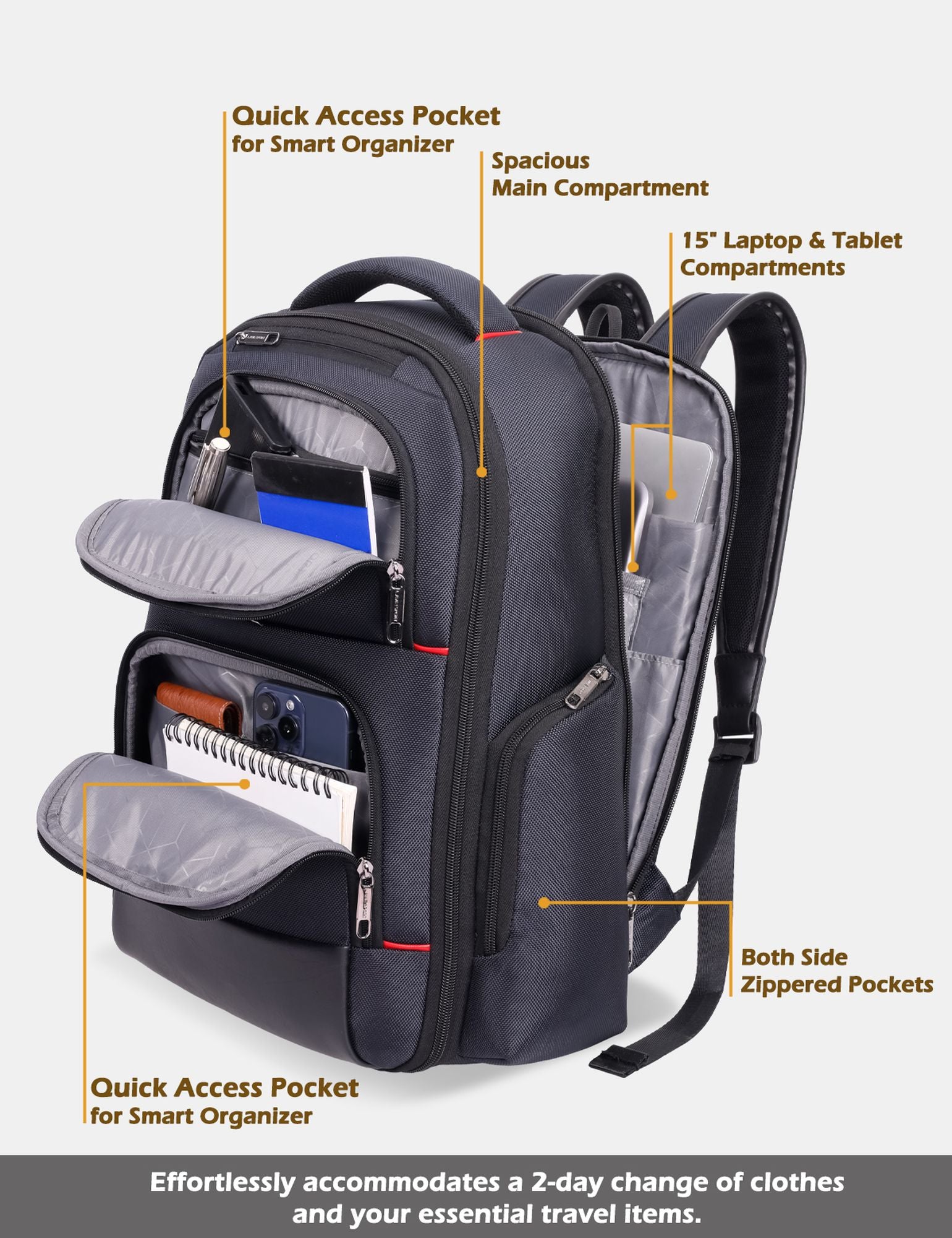 Business Elite Multifunctional Laptop Backpack Trolley Sleeve C.Blue/Black