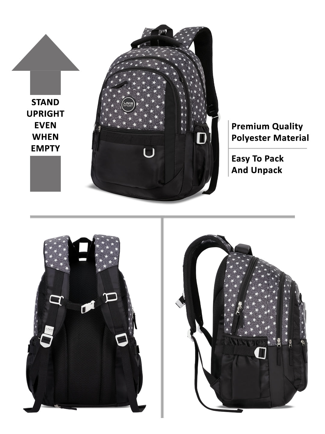 Starstruck Laptop Backpack Raincover Bag Black/Grey