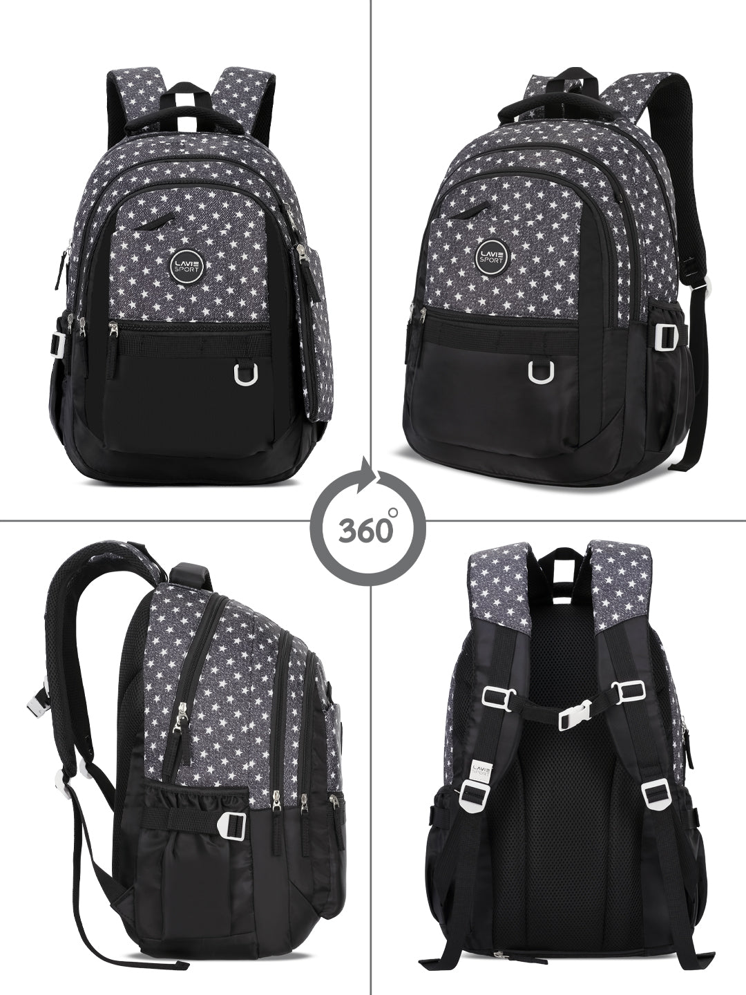 Starstruck Laptop Backpack Raincover Bag Black/Grey