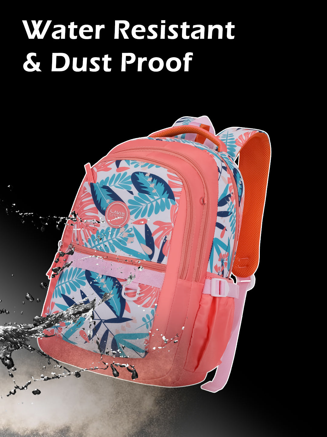 Coral Leaf Laptop Backpack Raincover Bag Coral