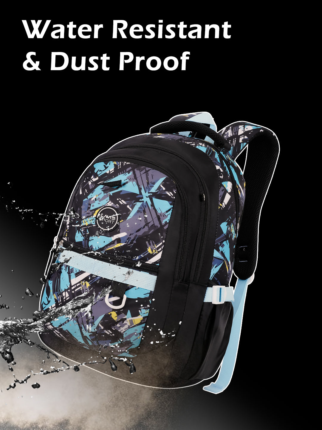 Abstract Laptop Backpack Raincover Bag Blue