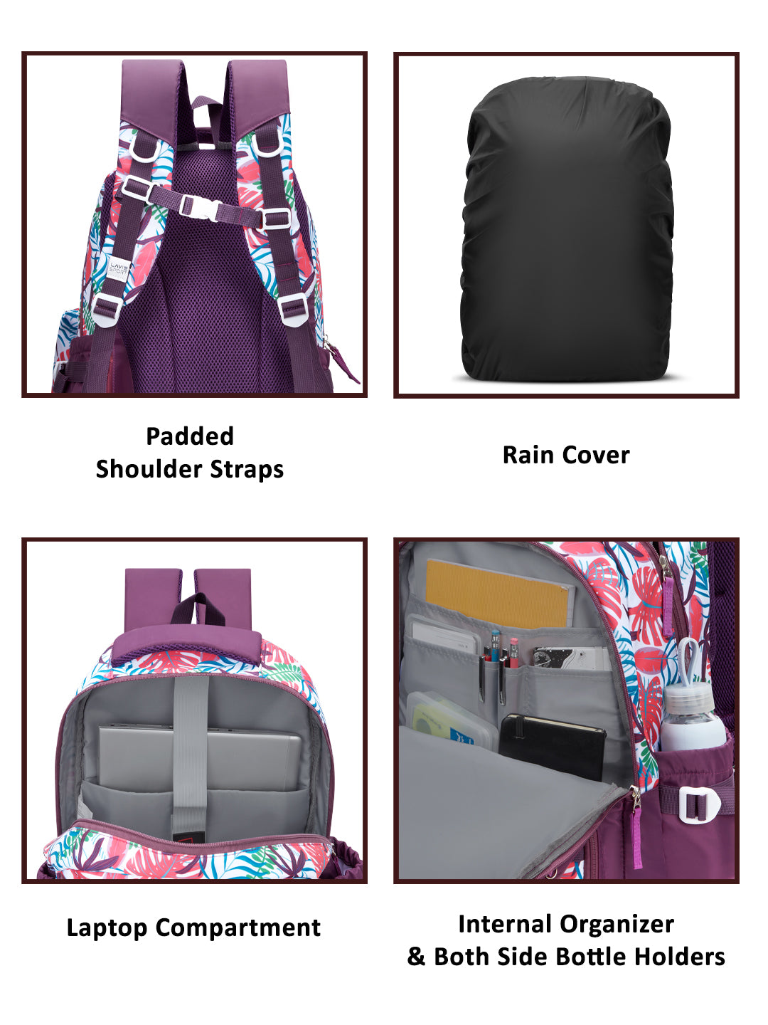 Rainforest Laptop Backpack Raincover Bag Maroon