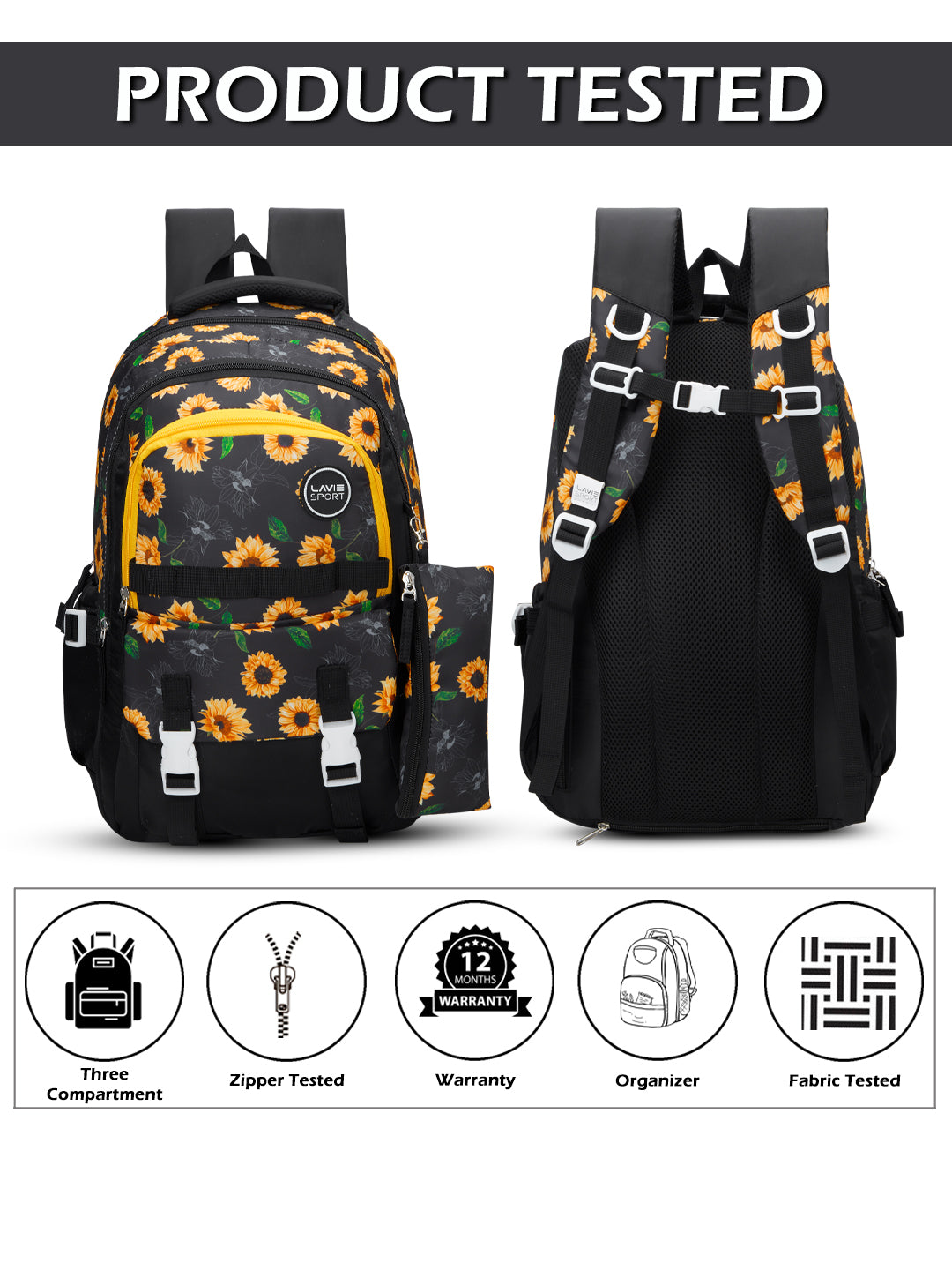 Sunbloom Laptop Backpack Raincover Bag Yellow