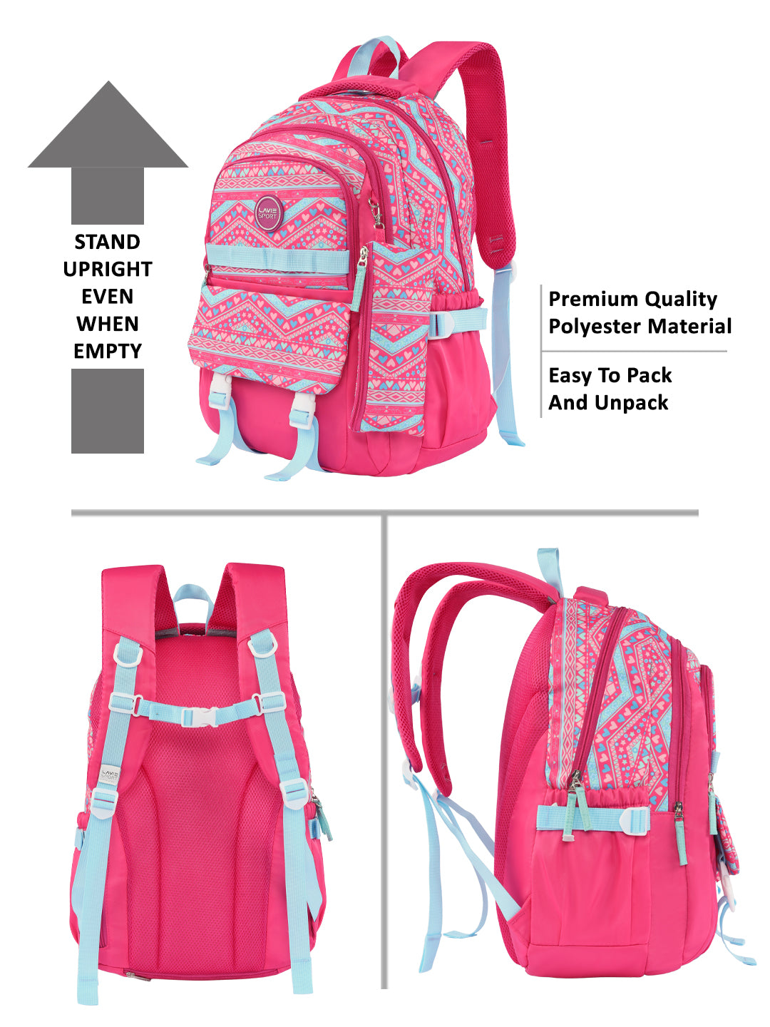 Lineplay Laptop Backpack Raincover Bag Pink