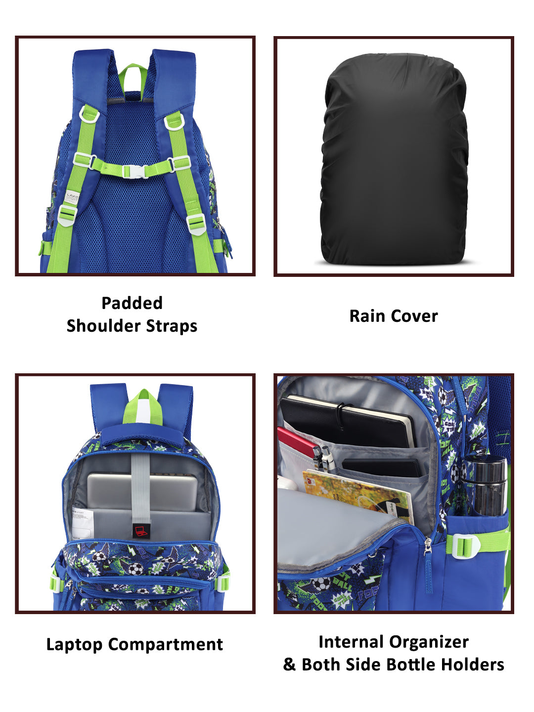 Soccer Laptop Backpack Raincover Bag Navy