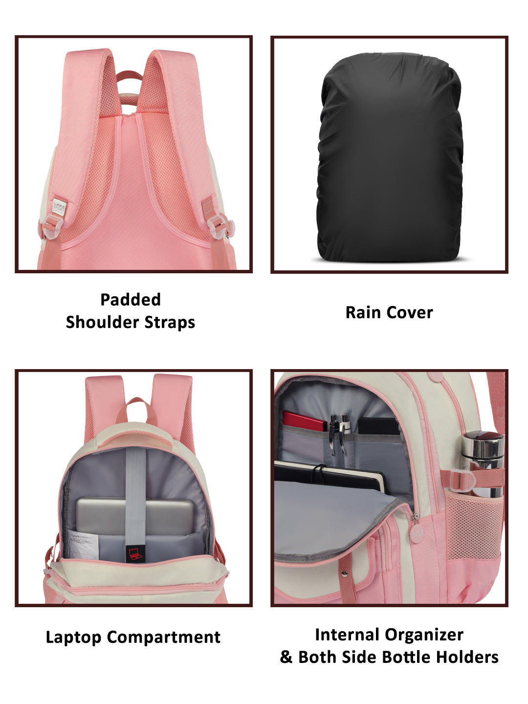 Twilight Laptop Backpack Raincover Bag Pink