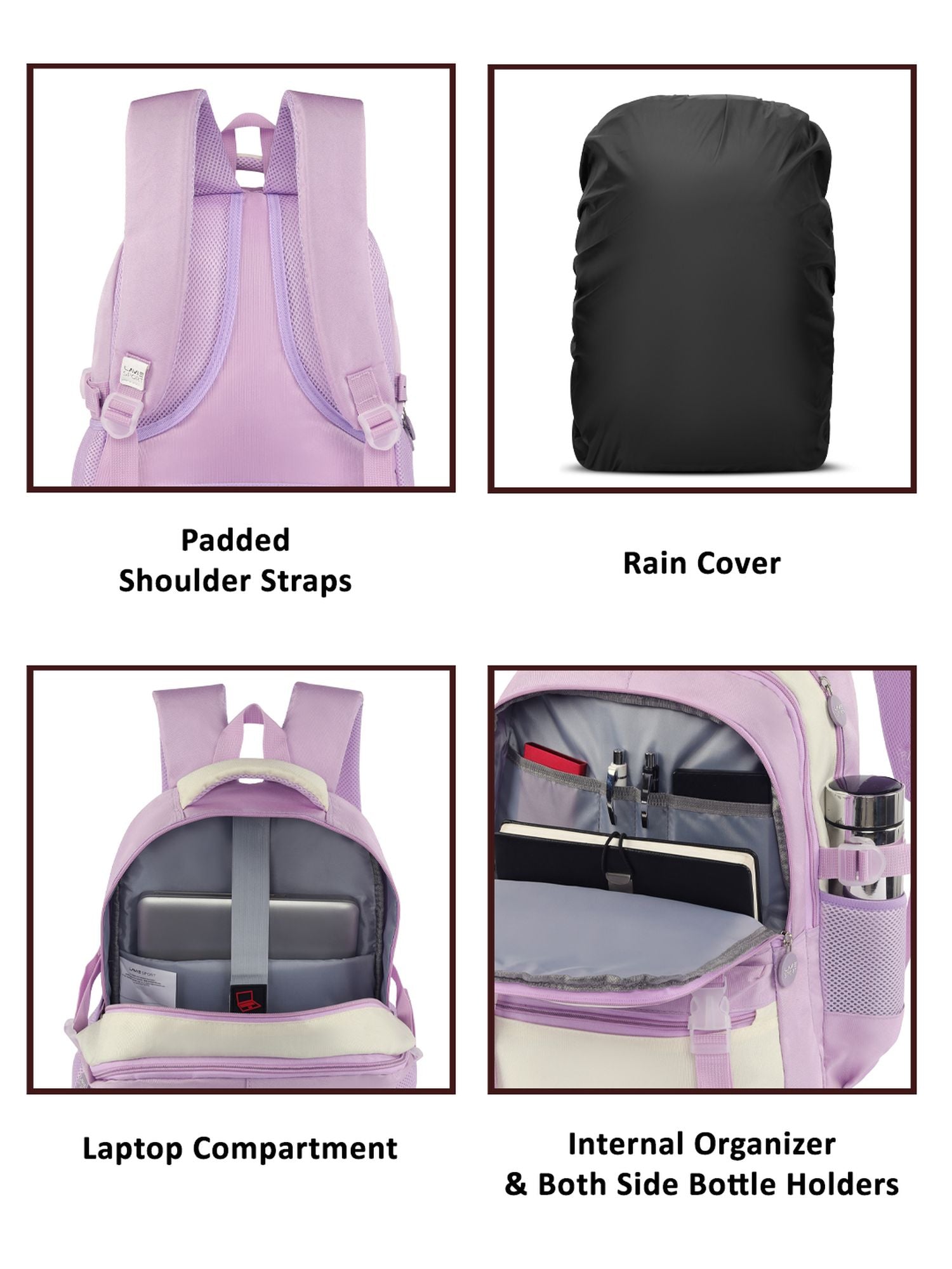 Twilight Laptop Backpack Raincover Bag Lilac