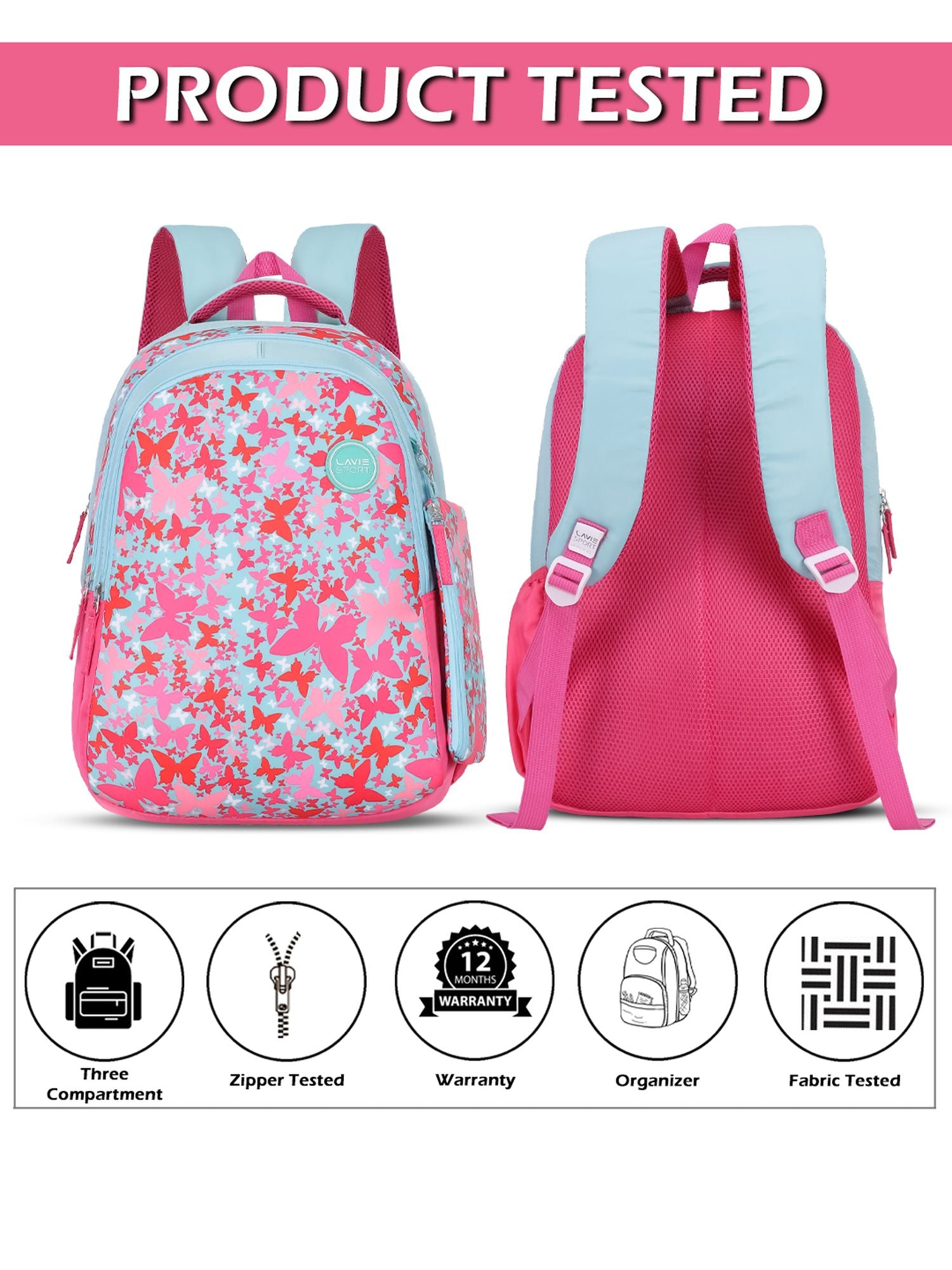 Twirl Printed Backpack Pencil Pouch Bag Blue