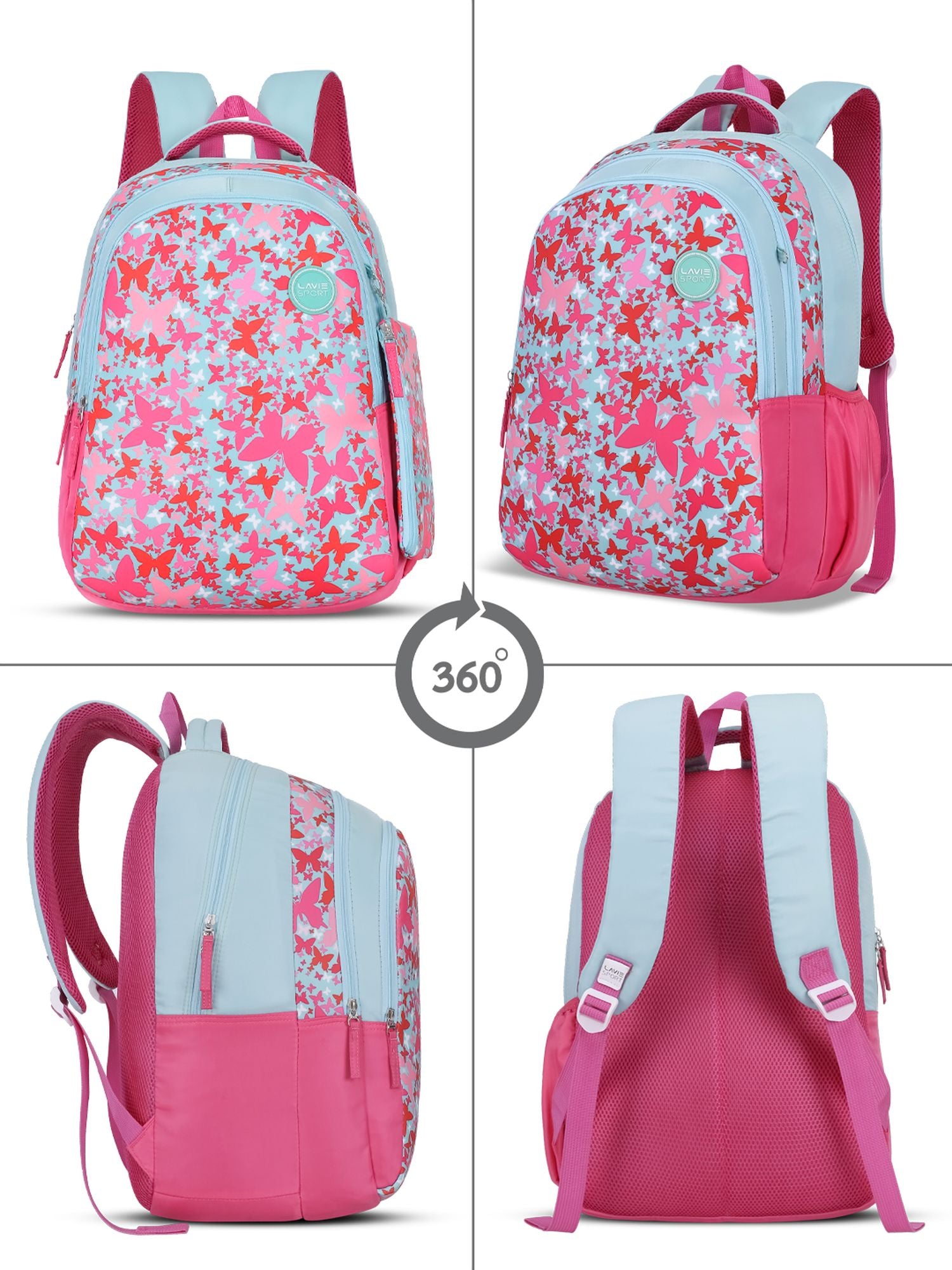 Twirl Printed Backpack Pencil Pouch Bag Blue