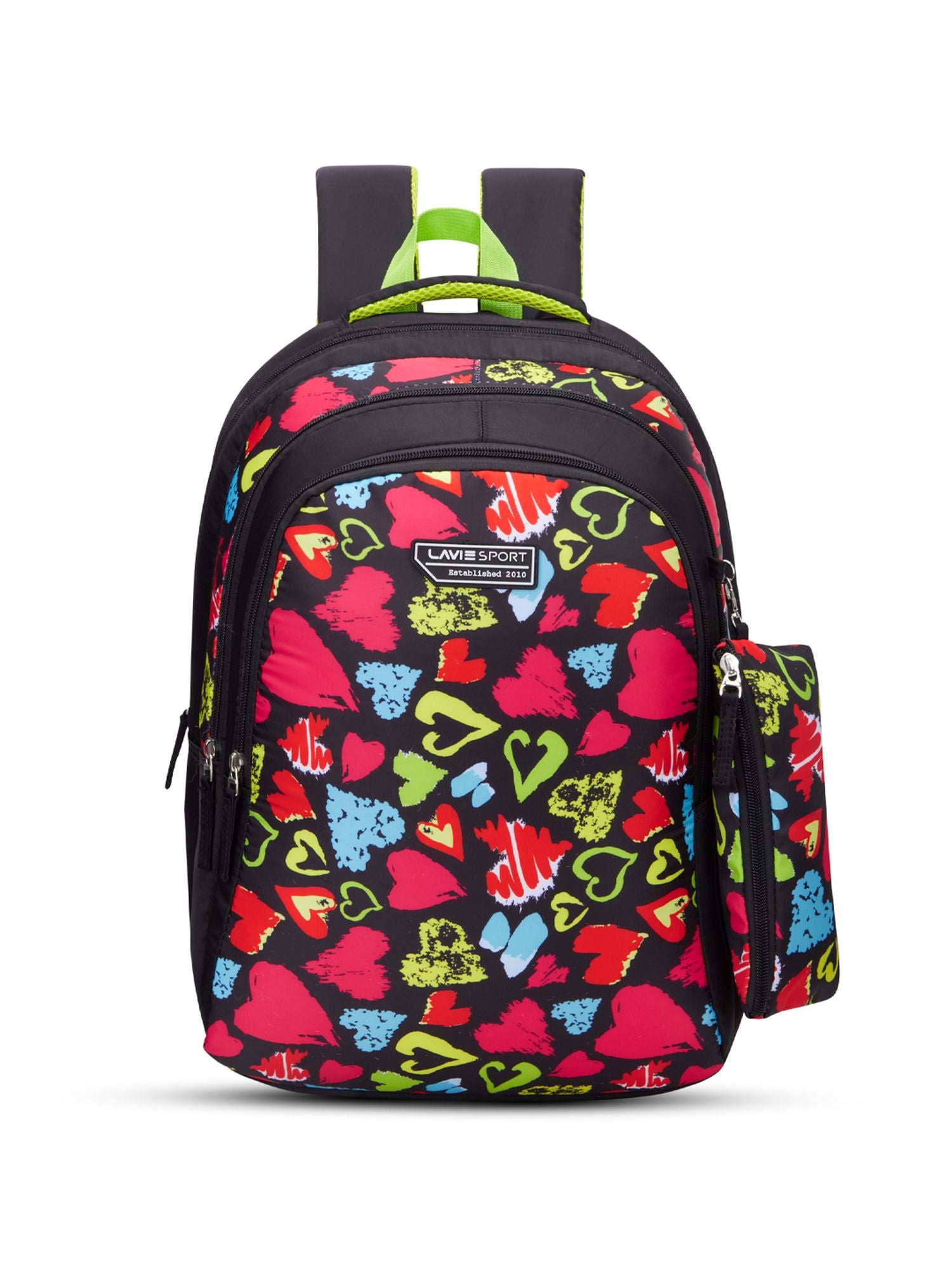 Passion Printed Backpack Pencil Pouch Bag Black