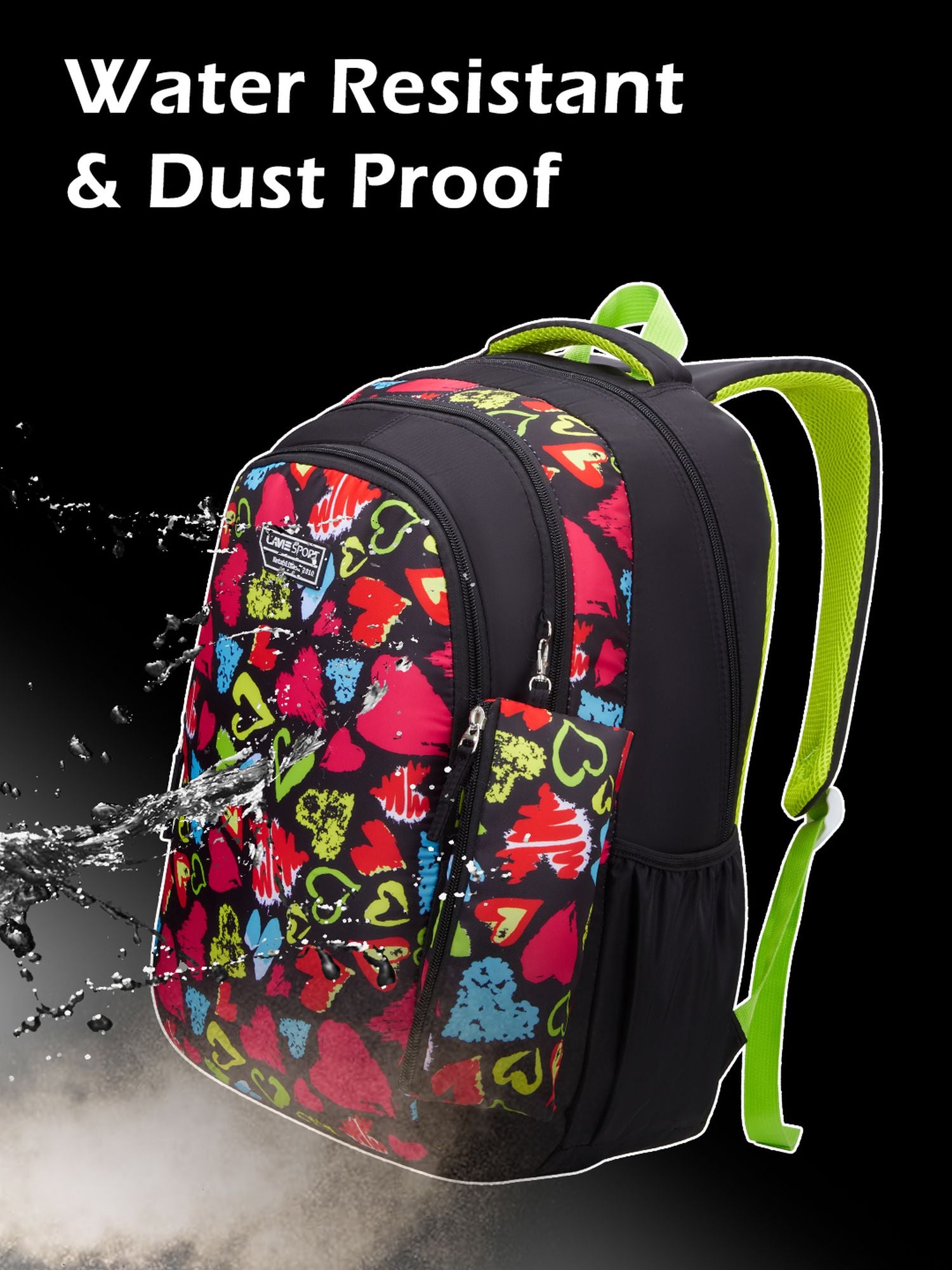 Passion Printed Backpack Pencil Pouch Bag Black