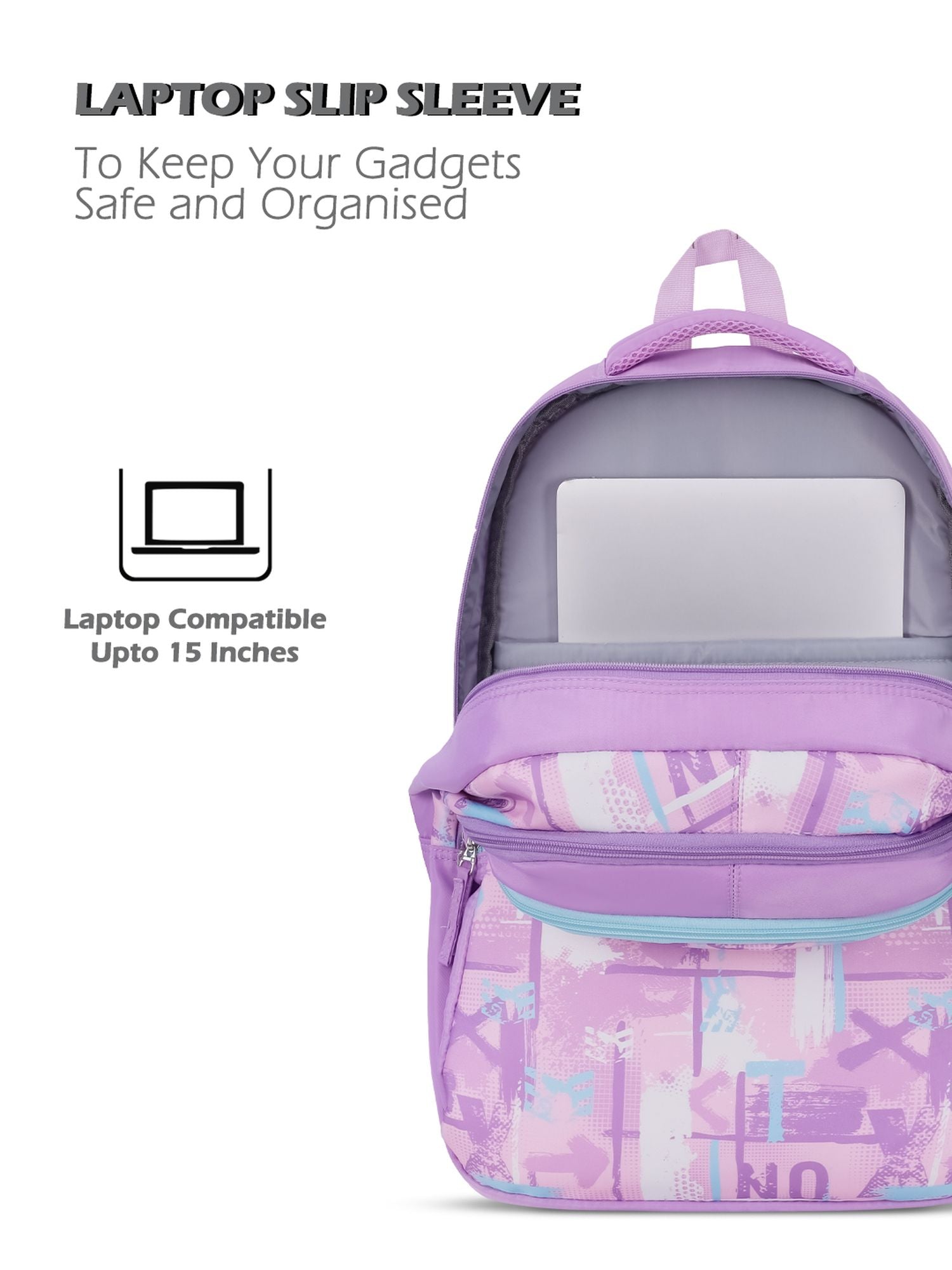 Canvas Printed Backpack Pencil Pouch Bag Purple