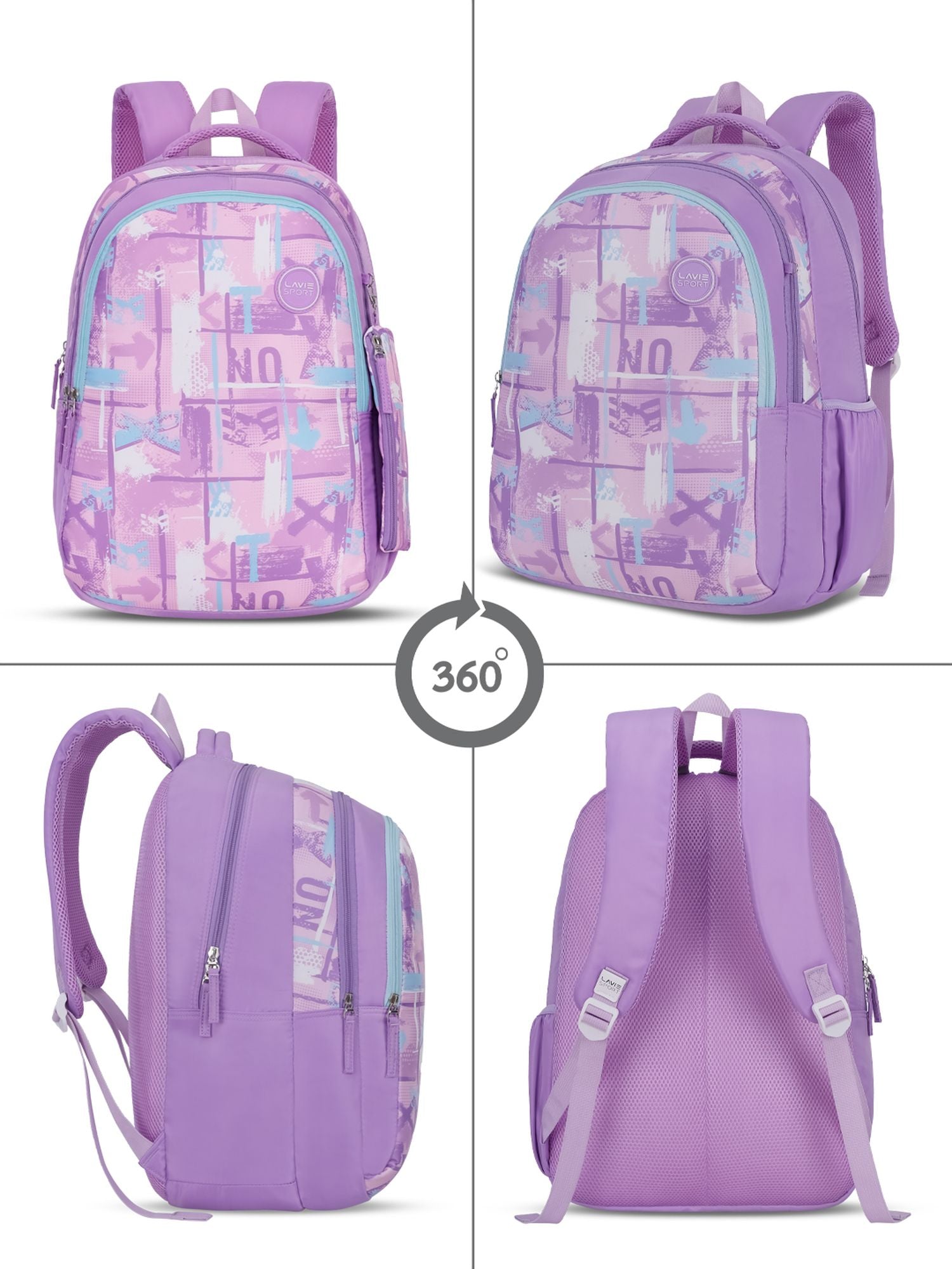 Canvas Printed Backpack Pencil Pouch Bag Purple