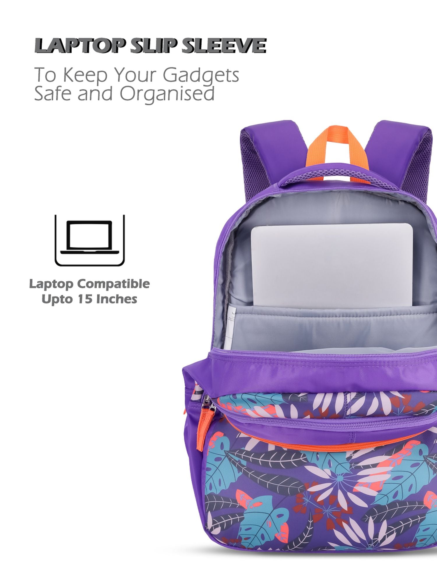 Botanica Printed Backpack Pencil Pouch Bag Purple
