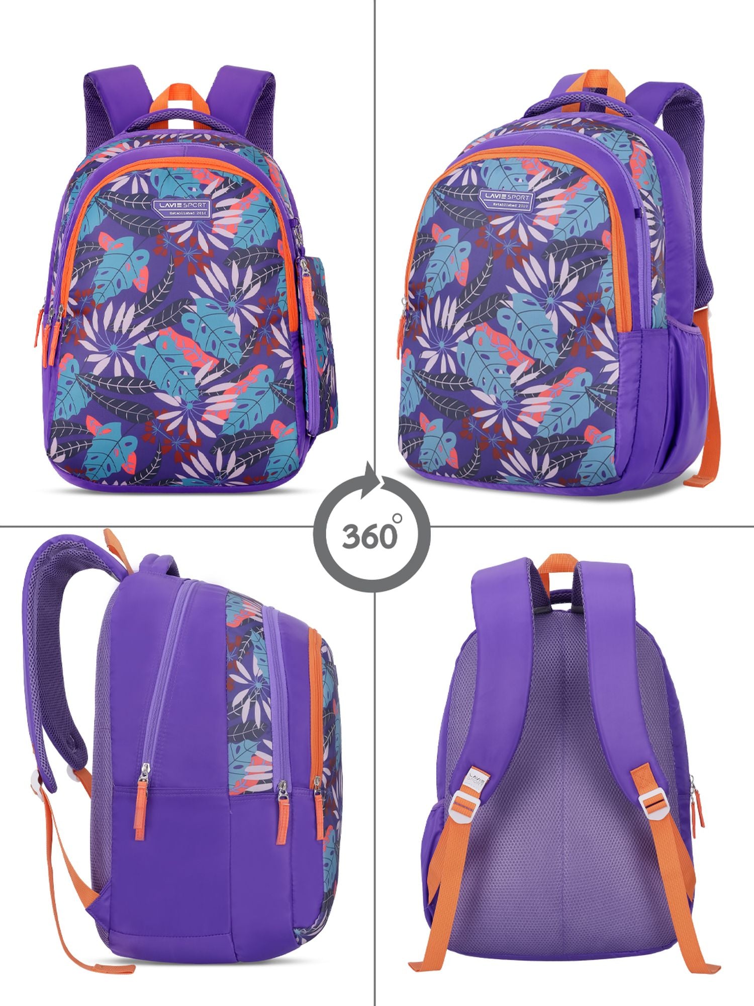 Botanica Printed Backpack Pencil Pouch Bag Purple