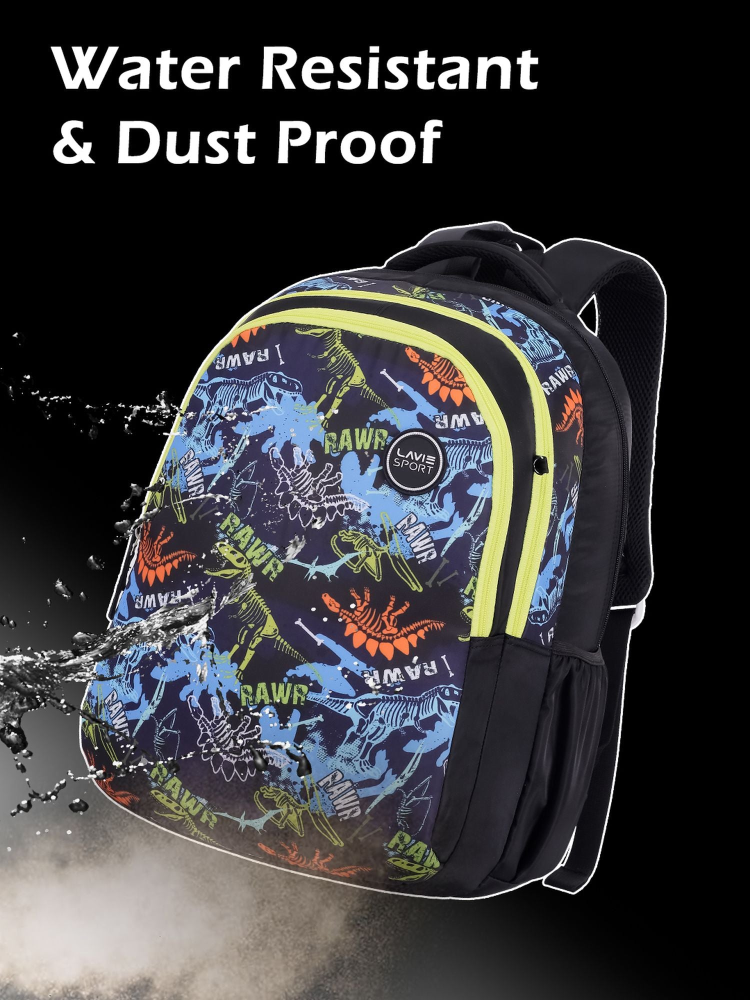 Tricer Printed Backpack Pencil Pouch Bag Black
