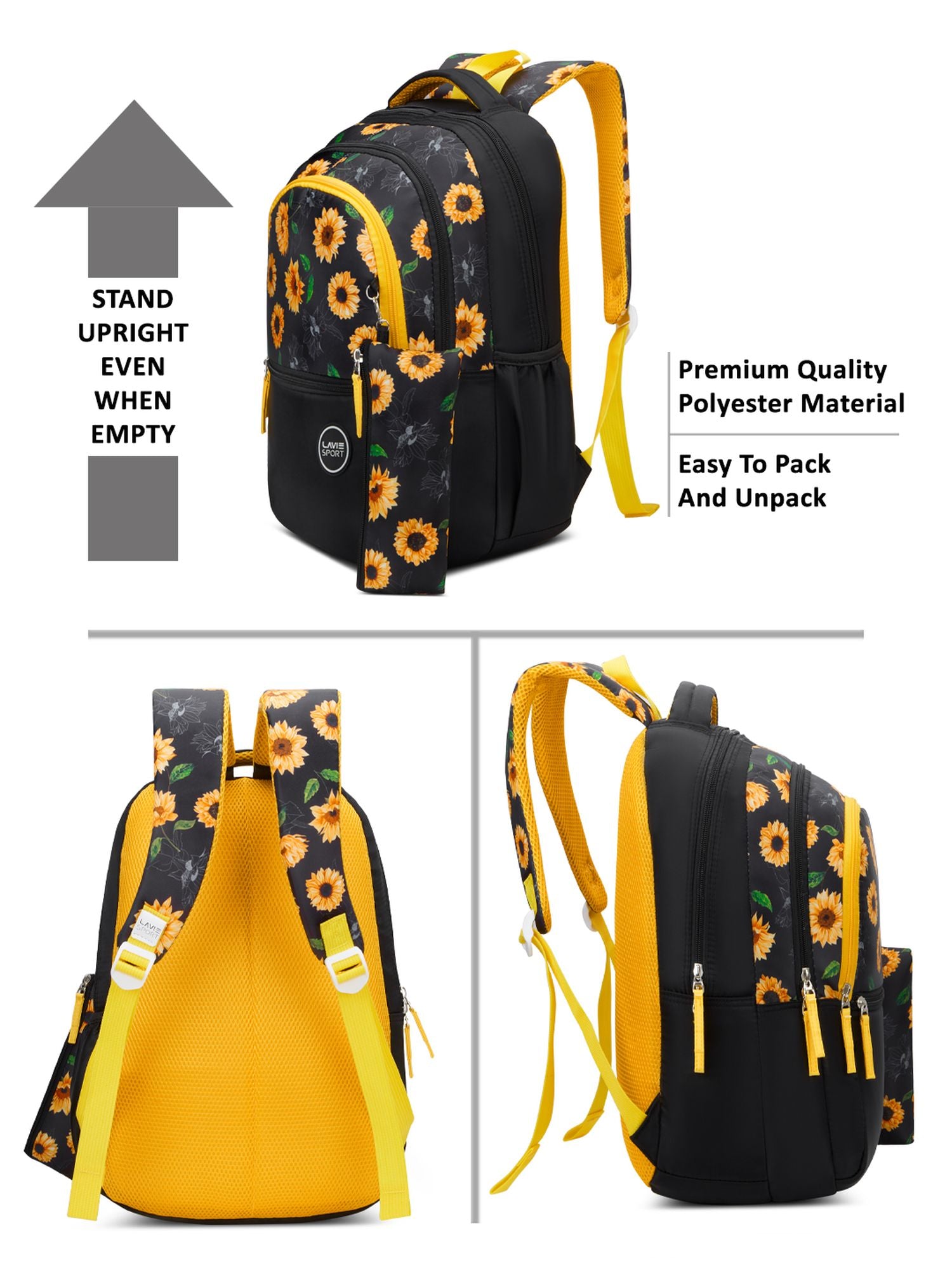 Golden Bloom Printed Backpack Yellow