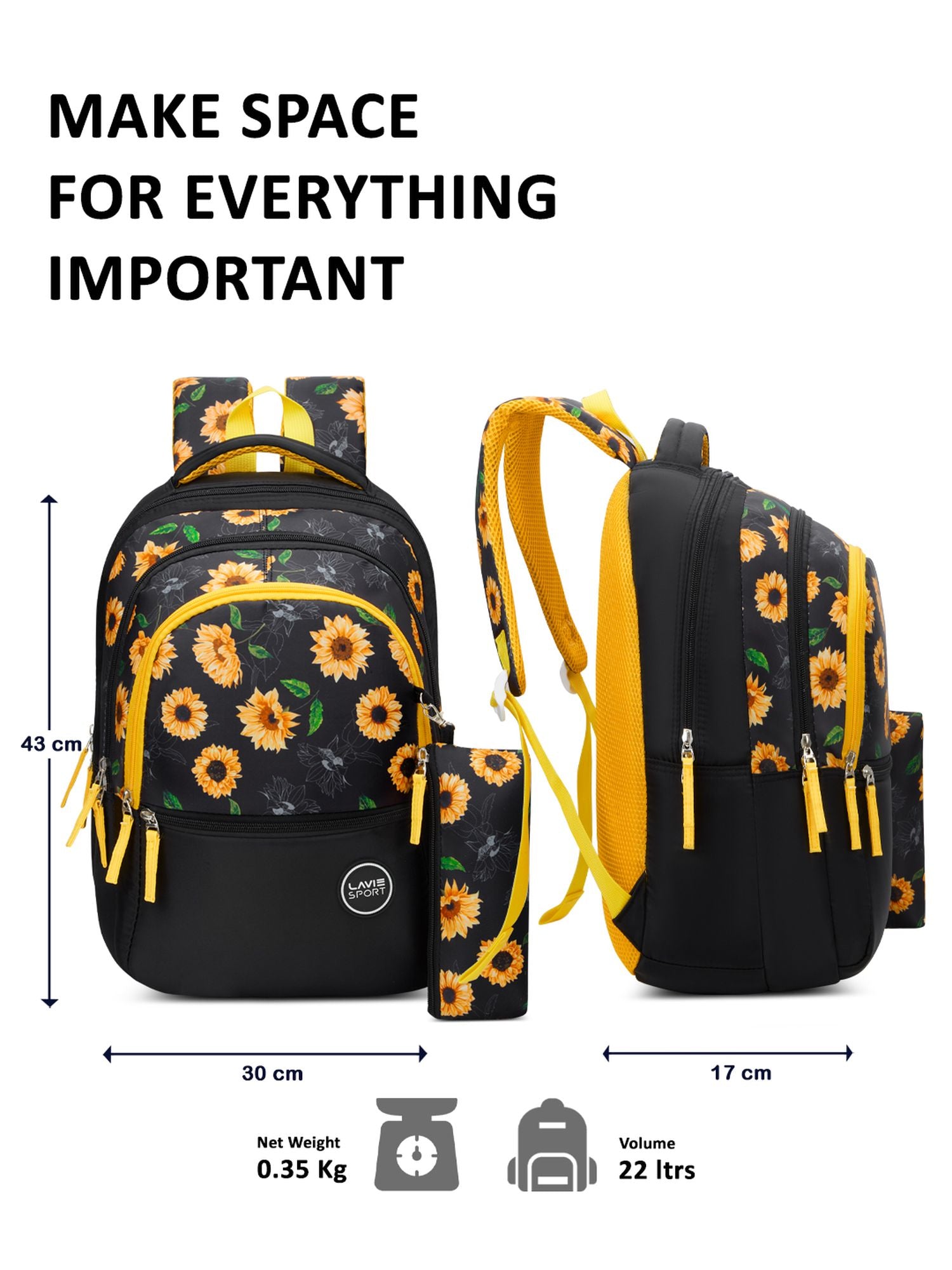 Golden Bloom Printed Backpack Yellow