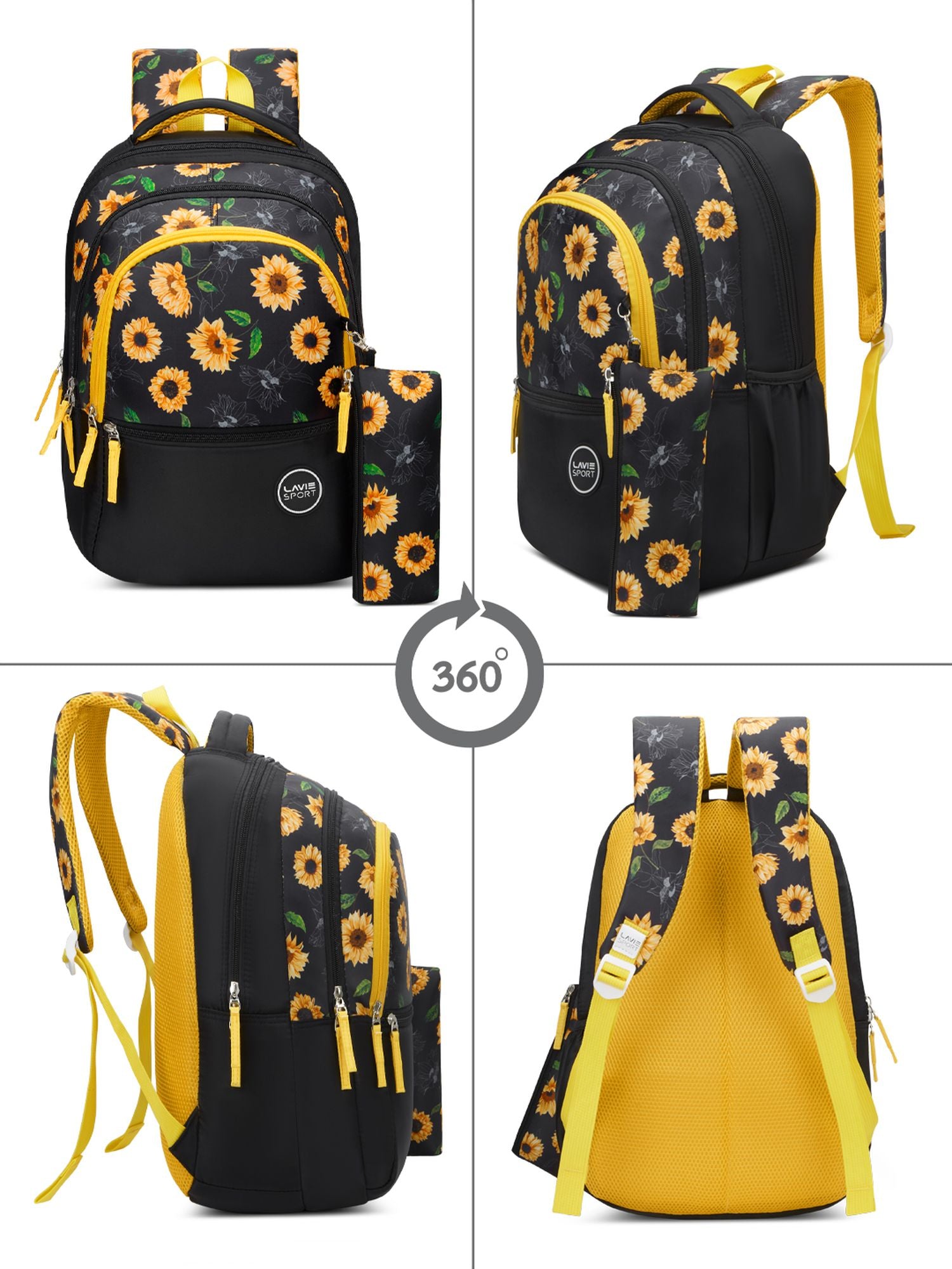 Golden Bloom Printed Backpack Yellow