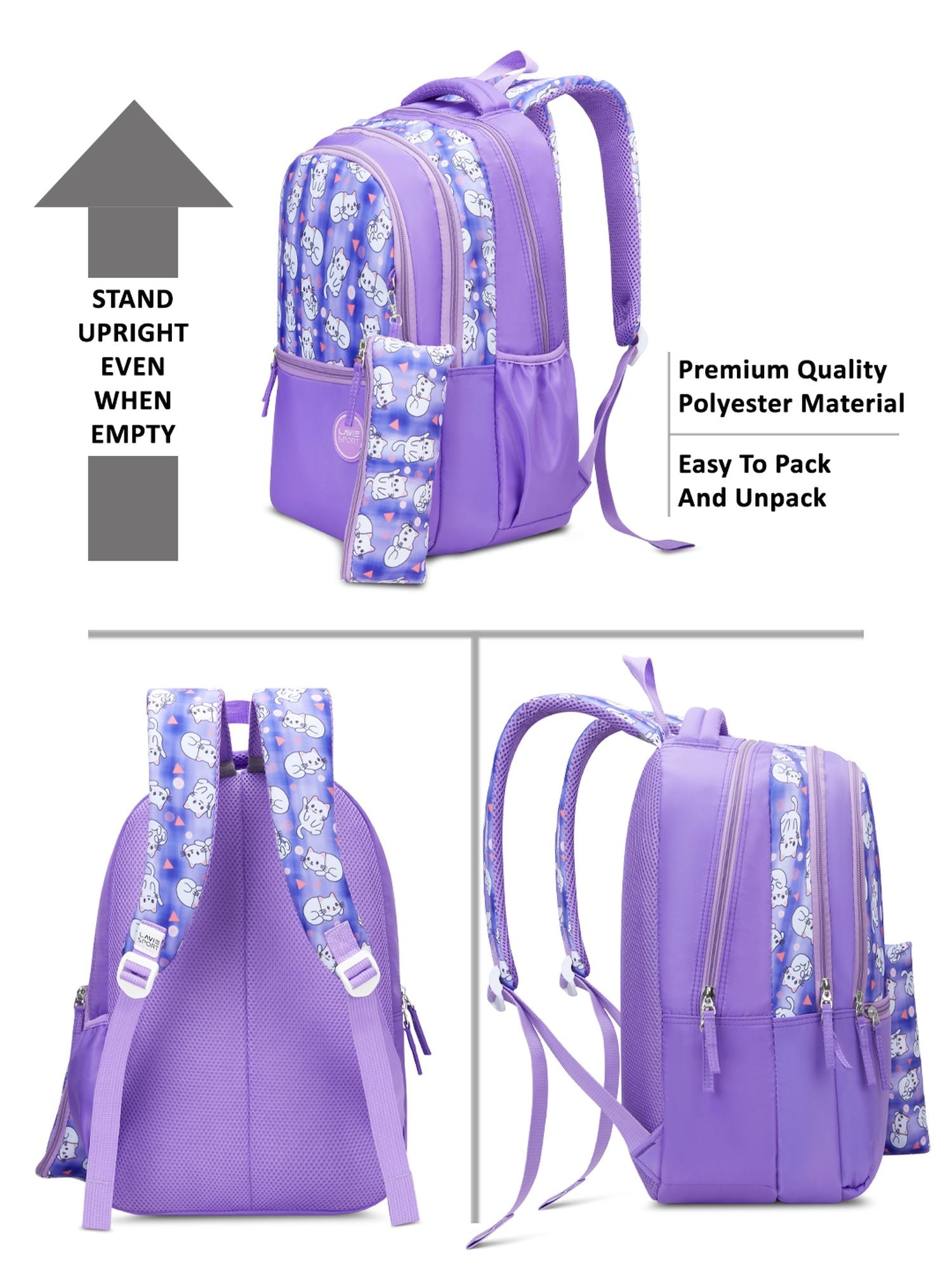 Whisker Printed Backpack Lilac