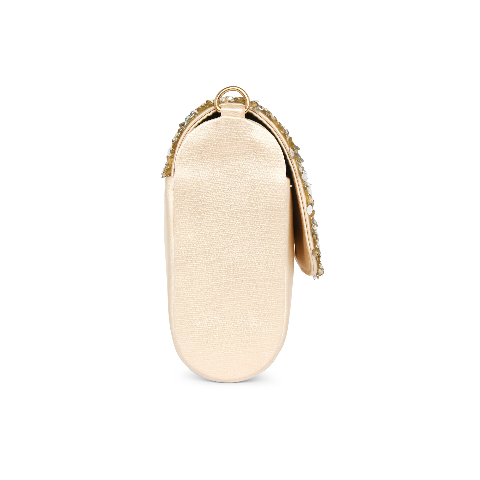 Lavie Luxe Gold Large Women's Crystal Flapover Sling Bag Clutch Purse