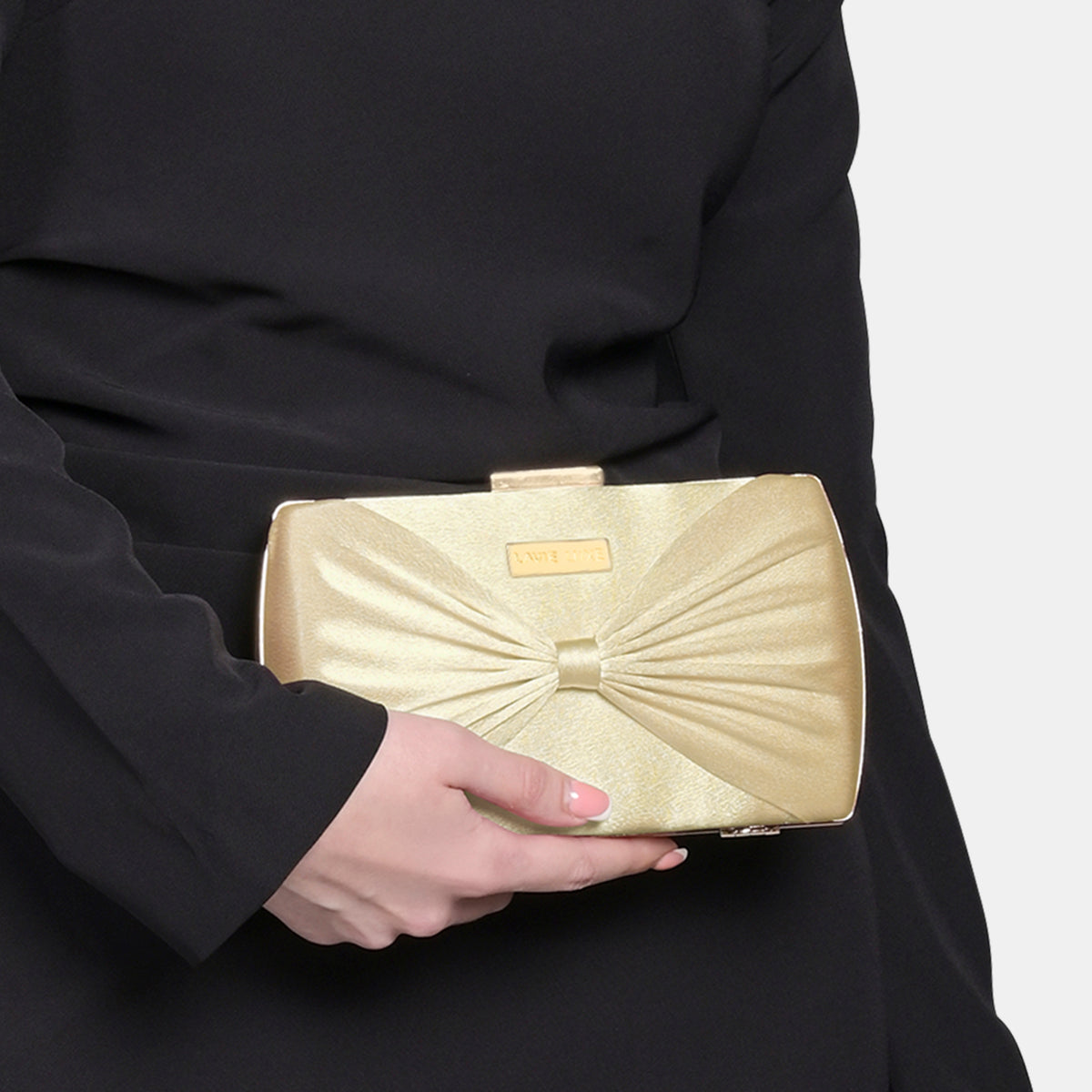 Gold Large Satin Bow Clutch Purse