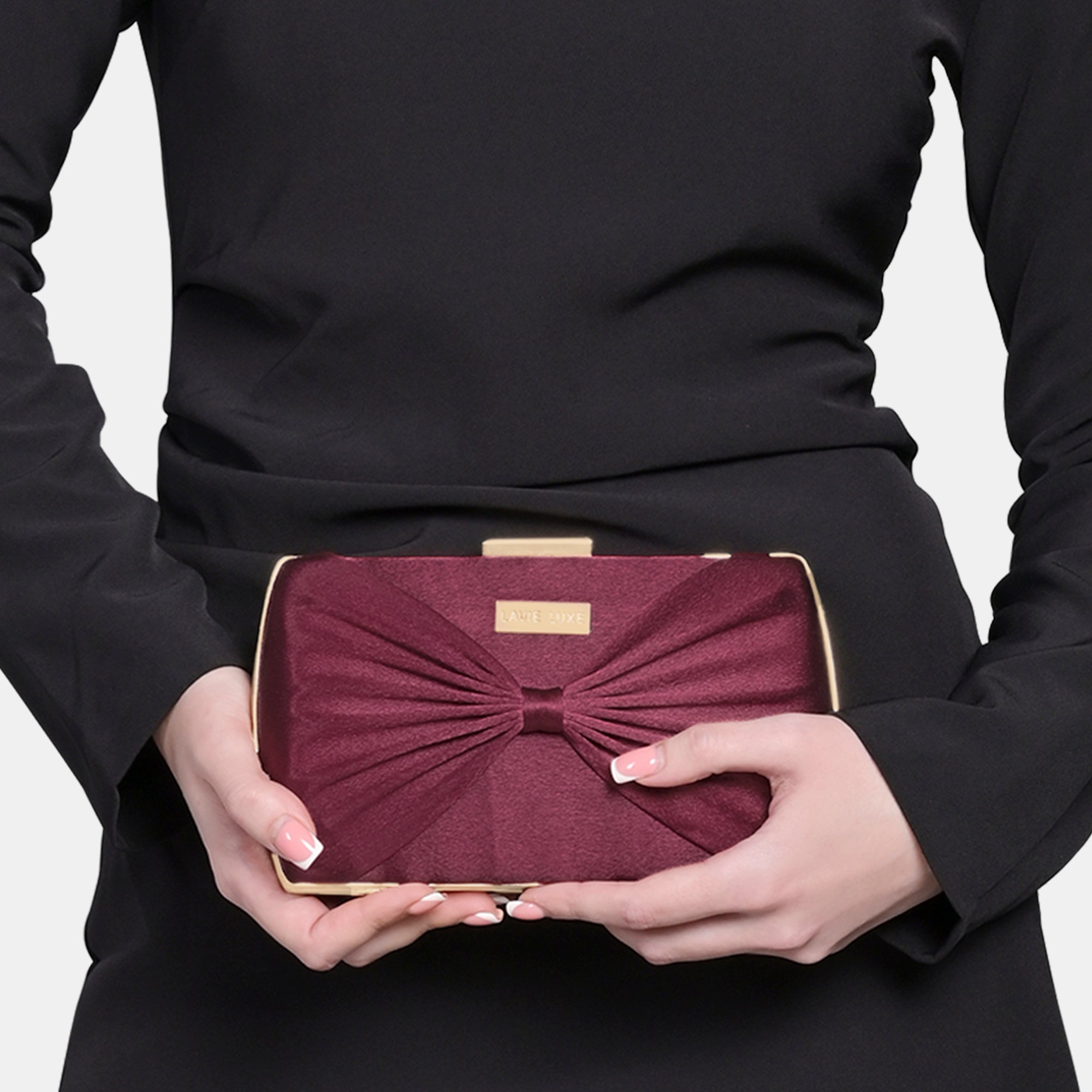 Large Satin Bow Clutch